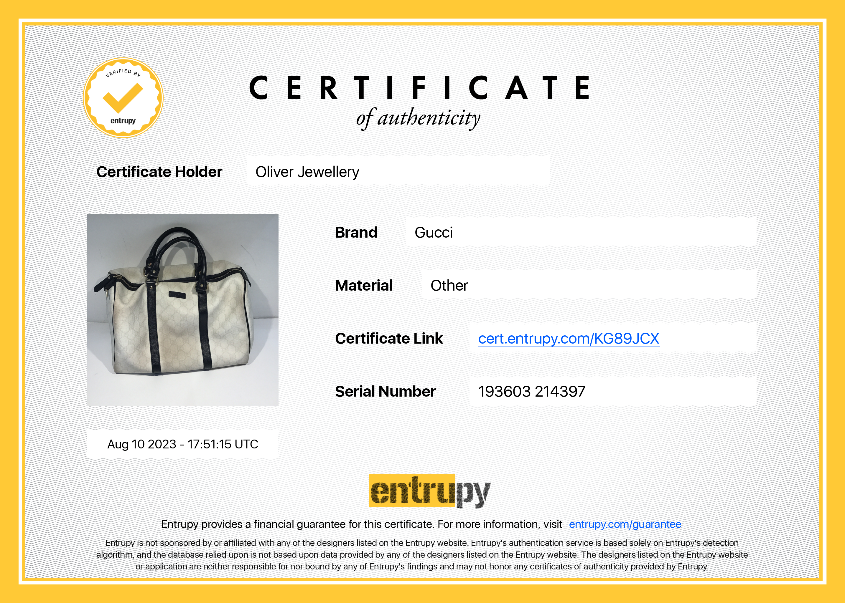 Gucci Medium White GG Supreme Joy Boston Bag