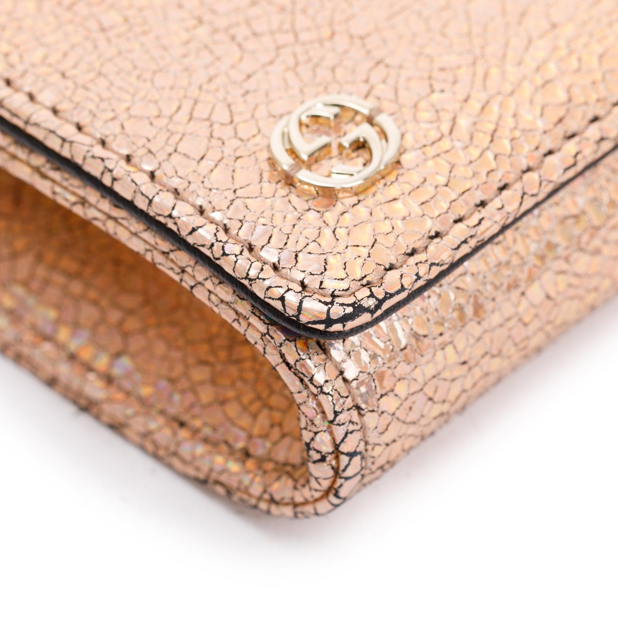 Gucci Metallic Crackled Calfskin Leather Interlocking G Broadway Clutch