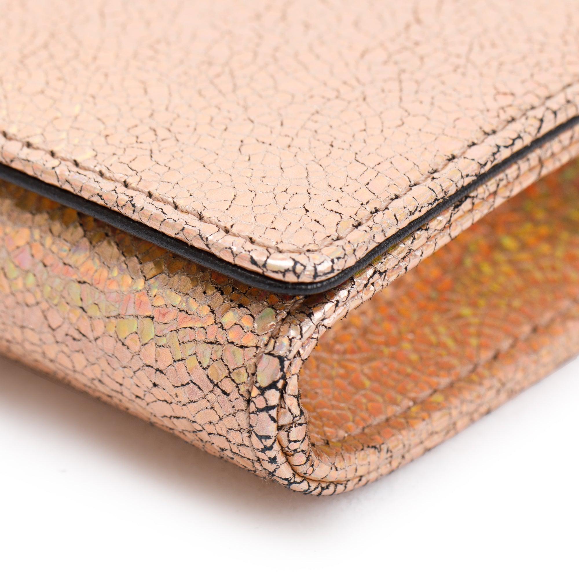 Gucci Metallic Crackled Calfskin Leather Interlocking G Broadway Clutch