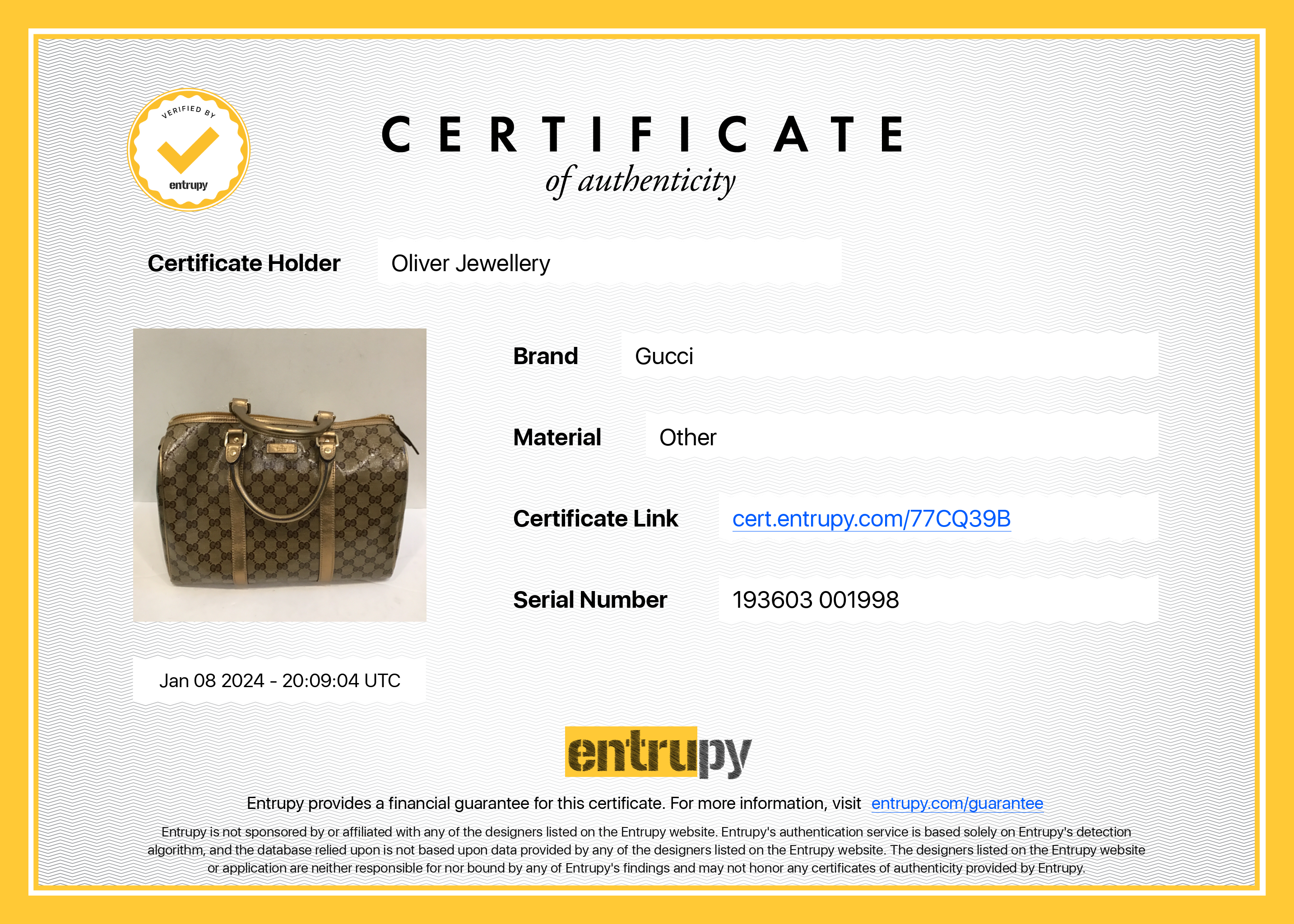 Gucci Metallic Gold GG Crystal Medium Joy Boston Bag