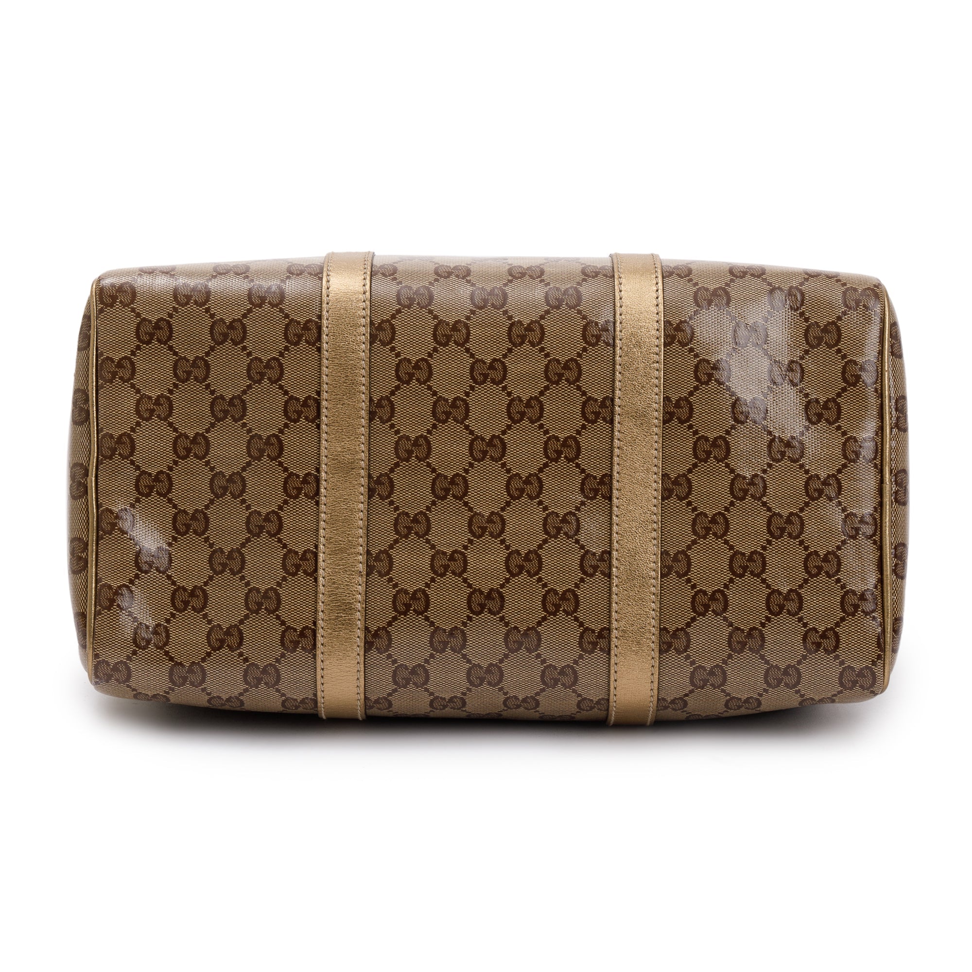 Gucci Metallic Gold GG Crystal Medium Joy Boston Bag