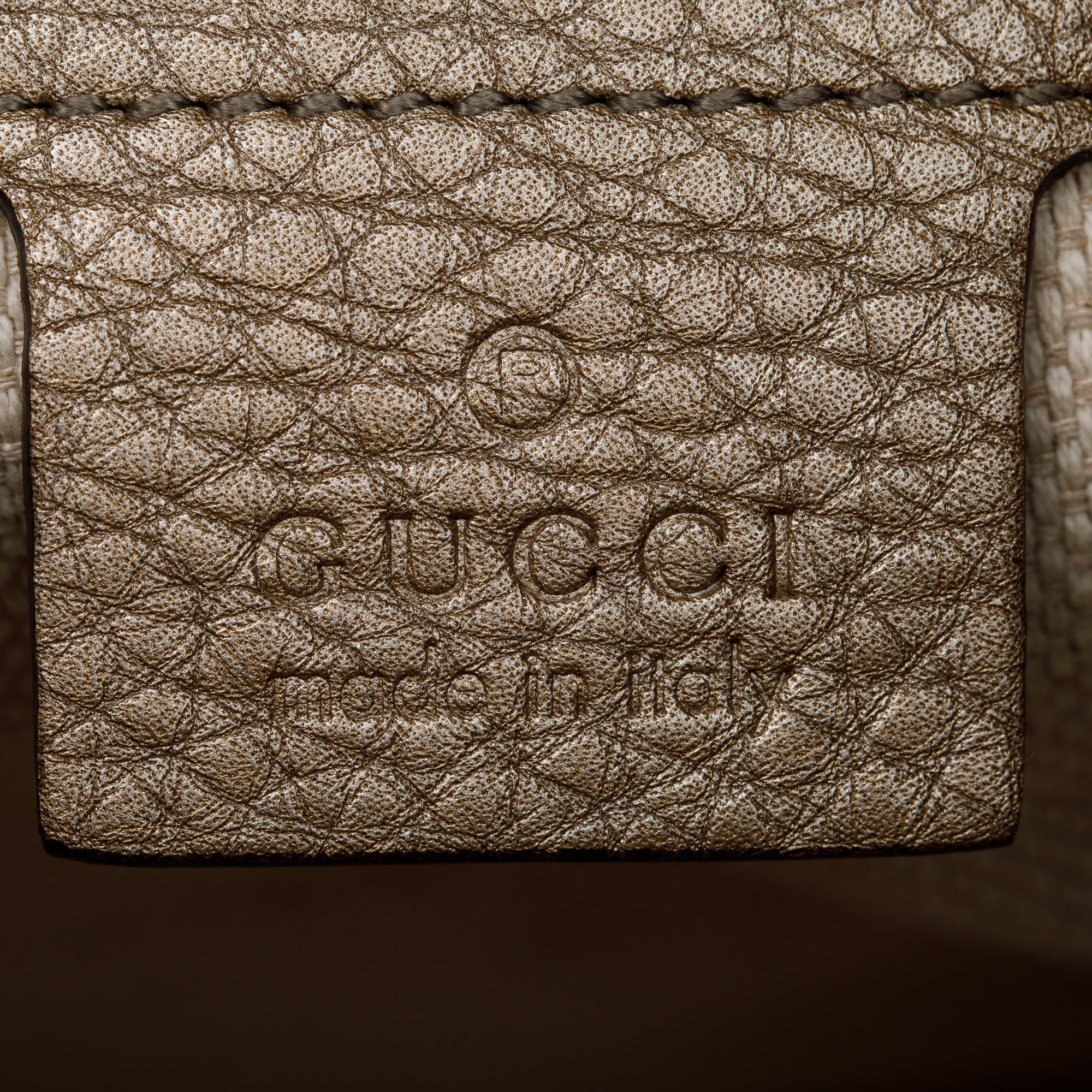 Gucci Metallic Gold Pebbled Calfksin Leather Medium Soho Chain Tote