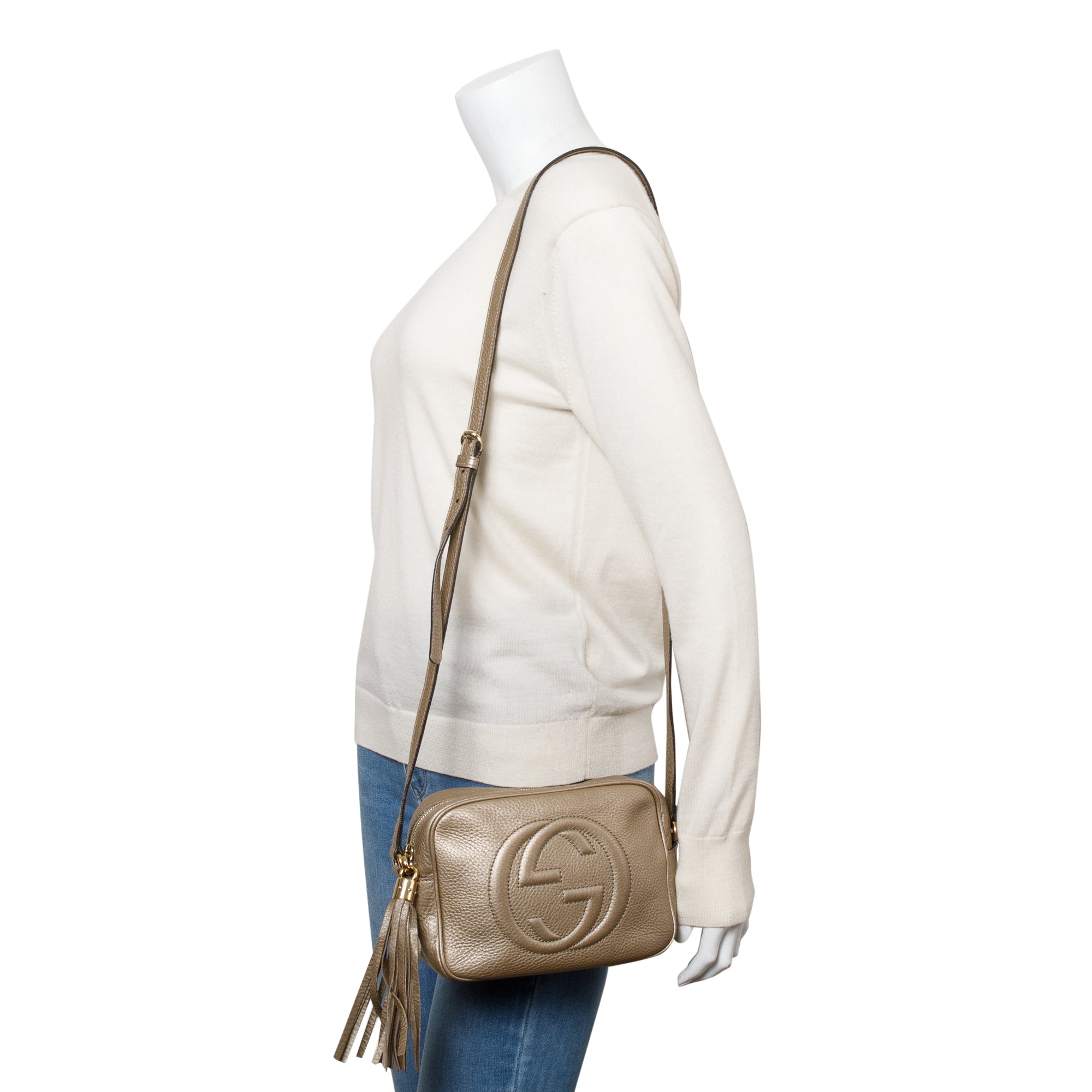 Gucci Metallic Gold Pebbled Calfskin Leather Small Soho Disco Bag