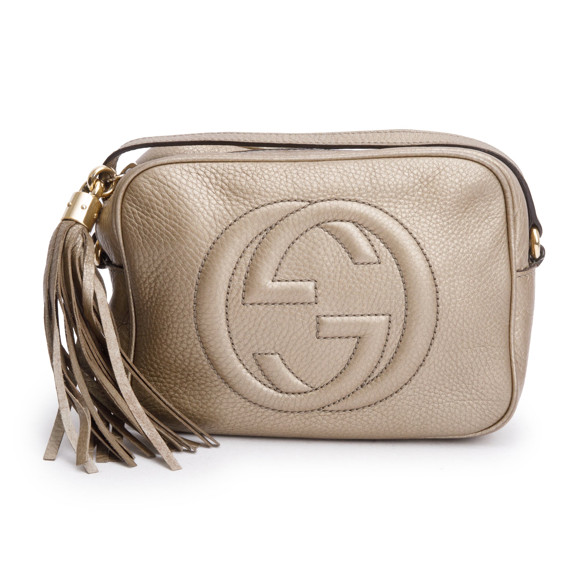 Gucci Metallic Gold Pebbled Calfskin Leather Small Soho Disco Bag