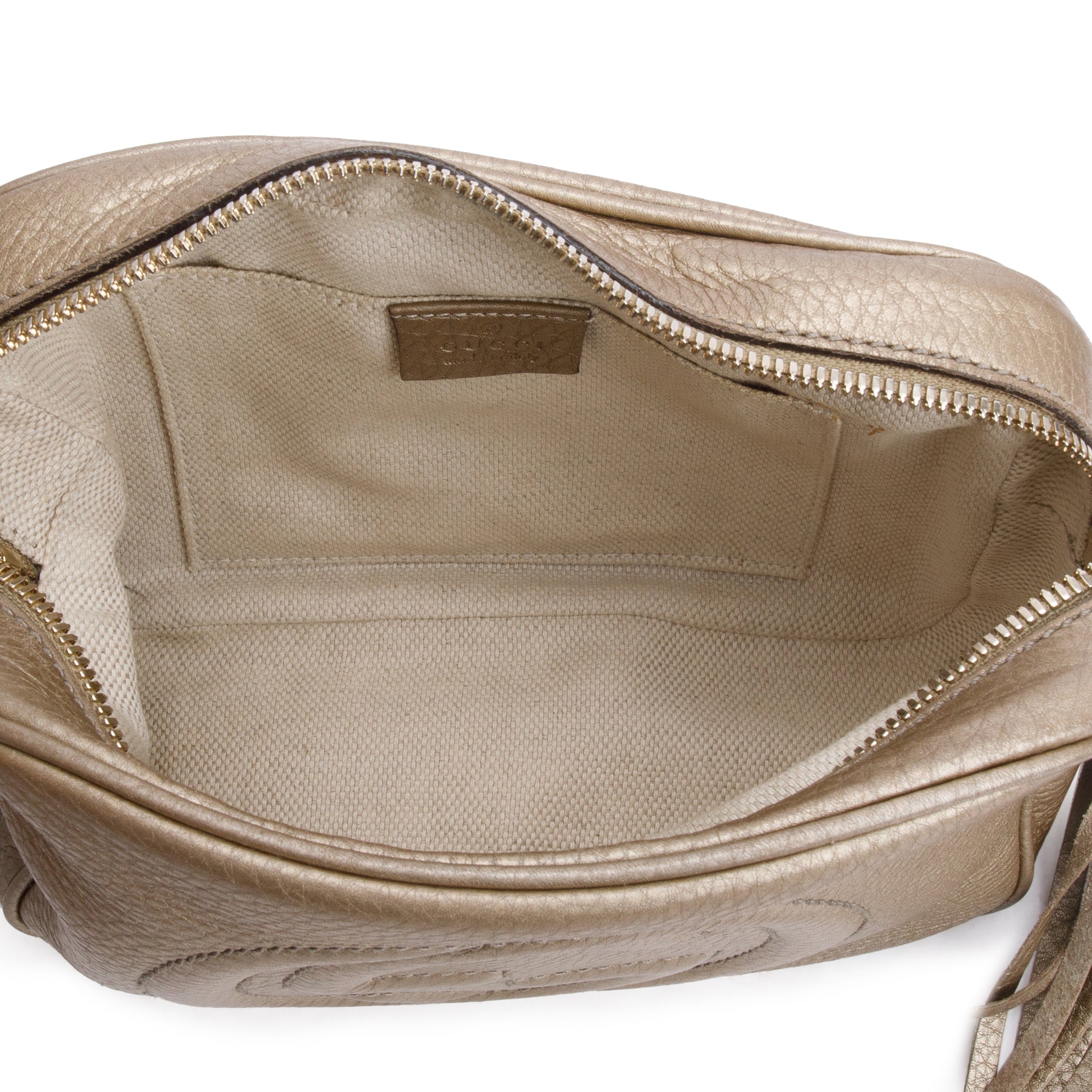 Gucci Metallic Gold Pebbled Calfskin Leather Small Soho Disco Bag