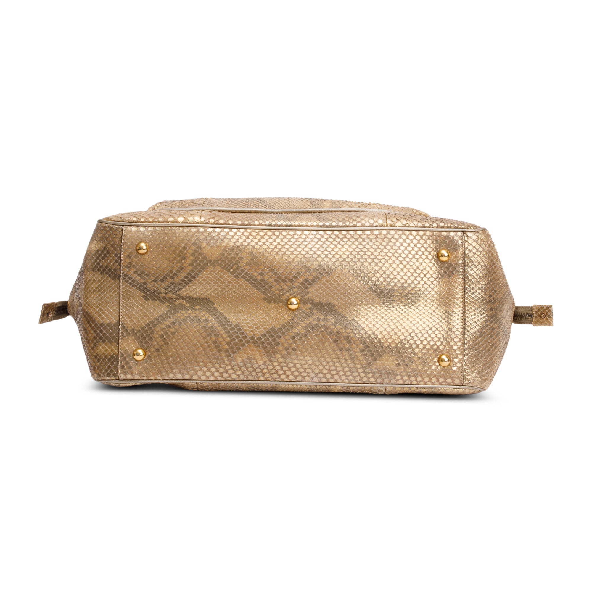 Gucci Metallic Gold Python 1973 Medium Top Handle Bag