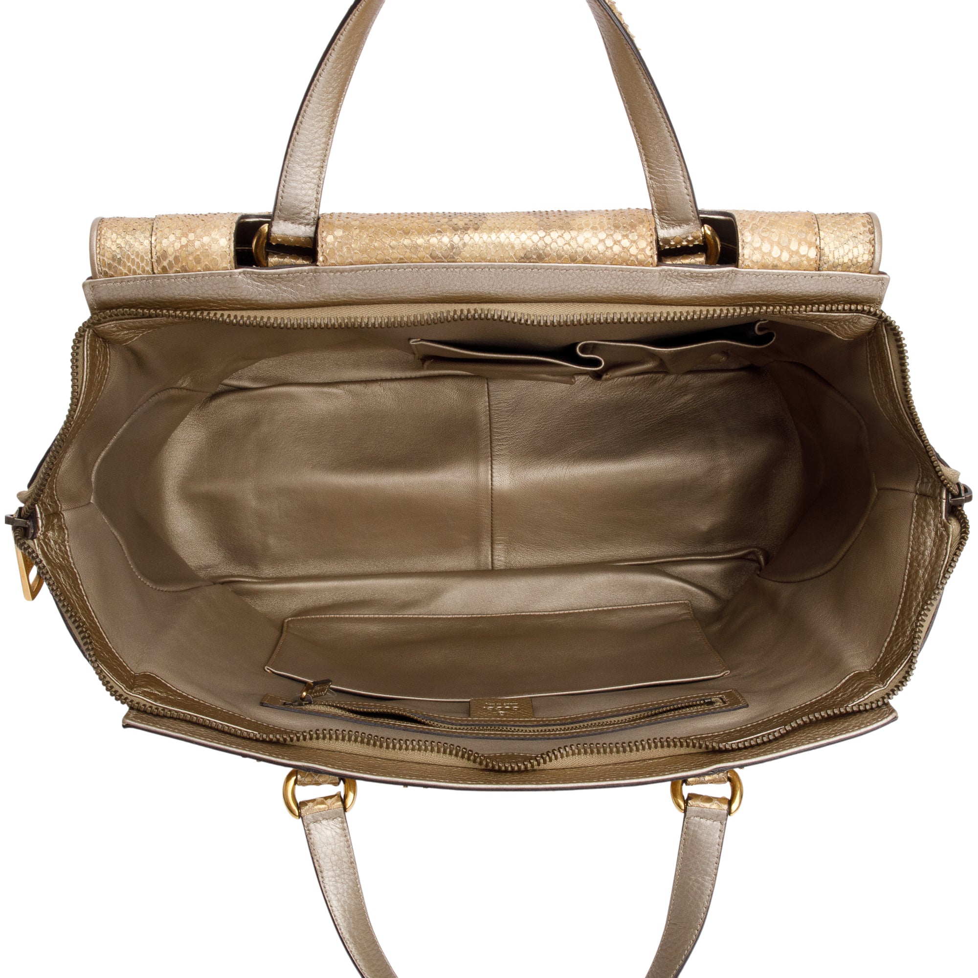 Gucci Metallic Gold Python 1973 Medium Top Handle Bag