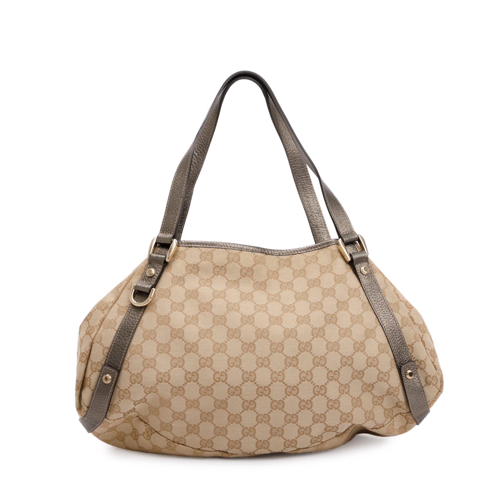Gucci Metallic Leather Trim Medium GG Canvas Abbey Shoulder Bag
