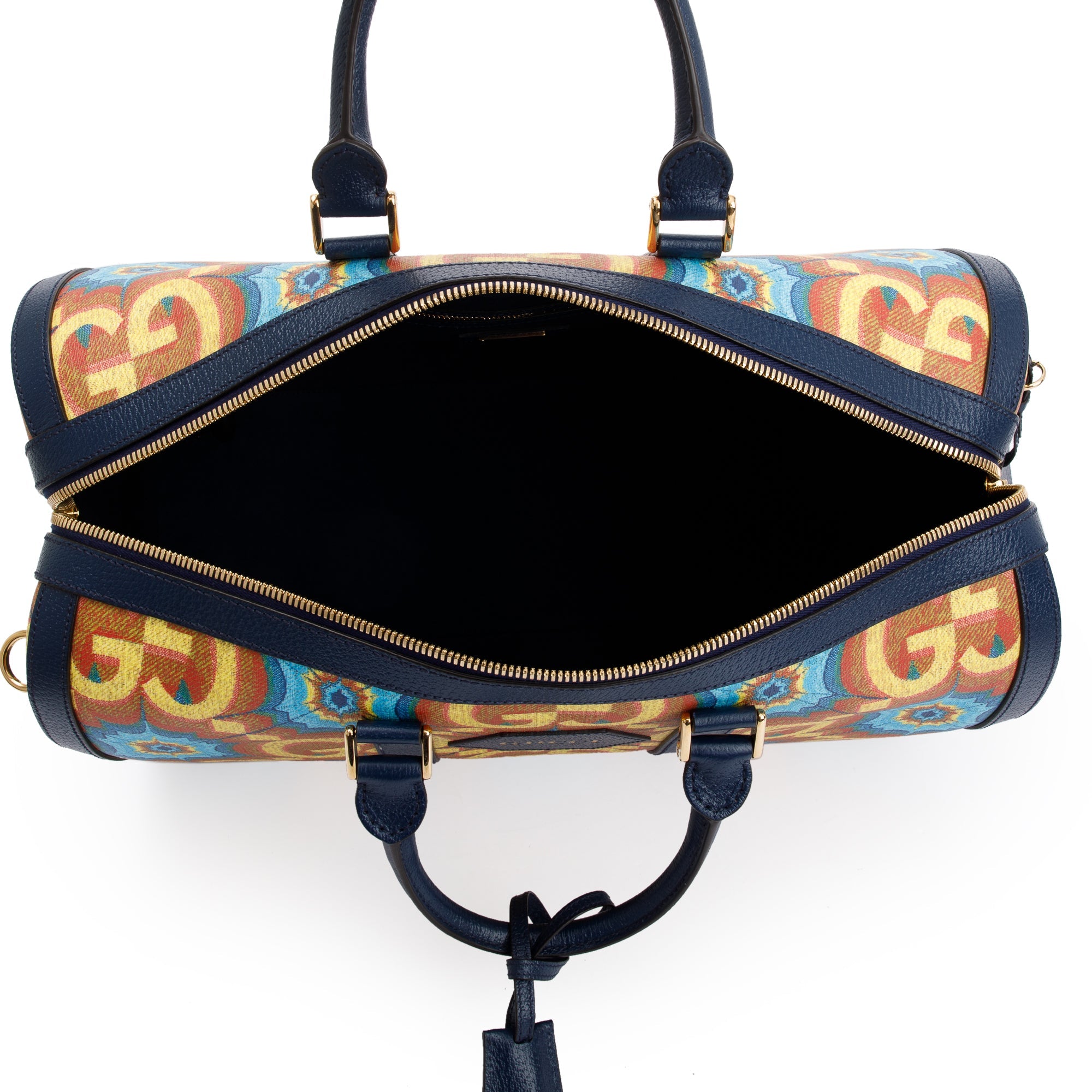 Gucci Mulricolour GG Supreme Kaleidoscope Calfskin Gucci 100 Carry-On Duffle Bag w/ Strap