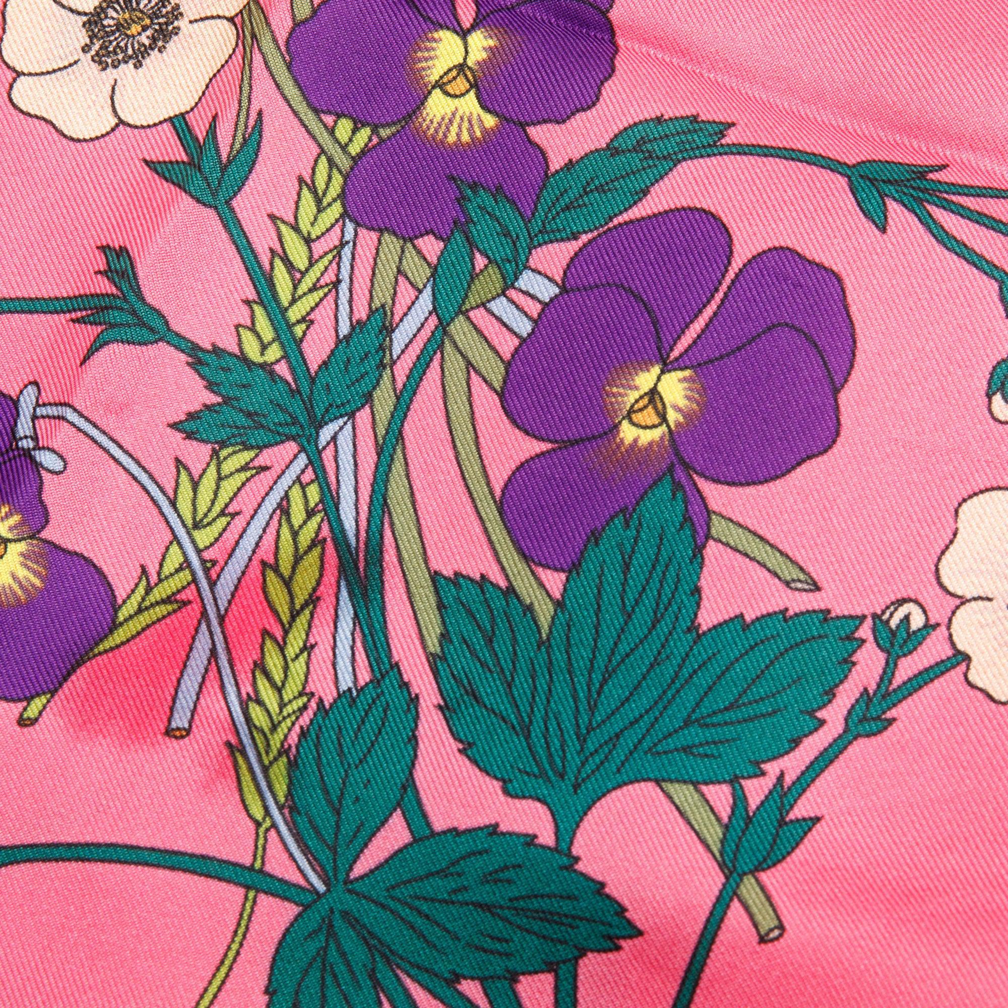 Gucci Multicolor Flora Print Silk Scarf