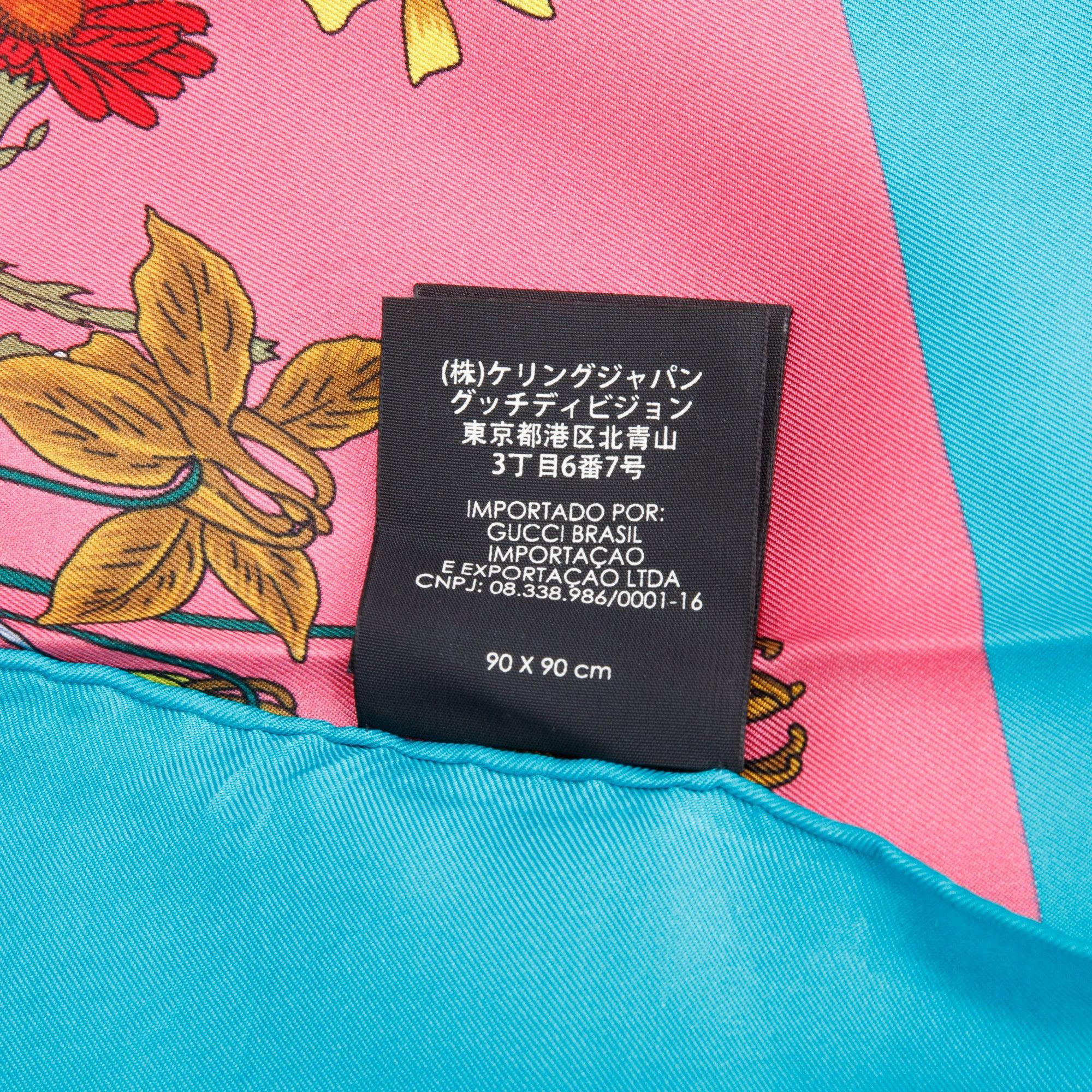 Gucci Multicolor Flora Print Silk Scarf