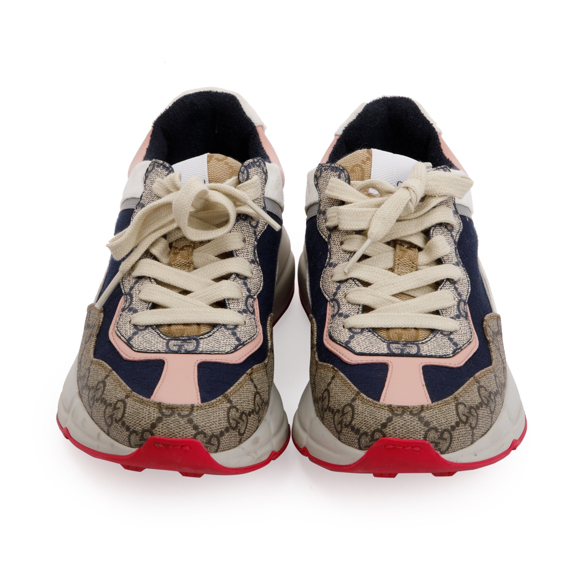 Gucci Multicolor GG Supreme Canvas Rhyton Sneakers, Size 37