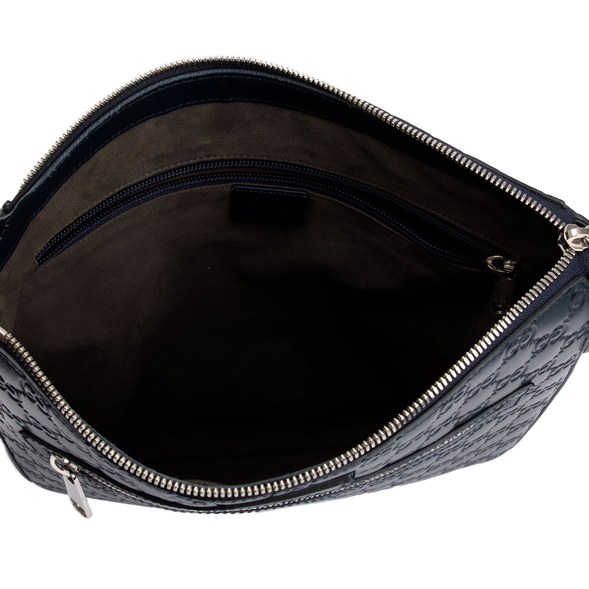 Gucci Navy GG Signature Leather Medium Messenger Bag