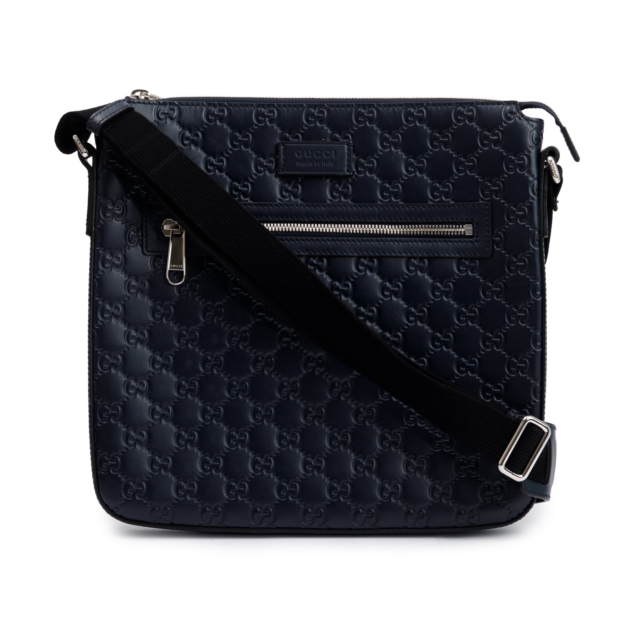 Gucci Navy GG Signature Leather Medium Messenger Bag