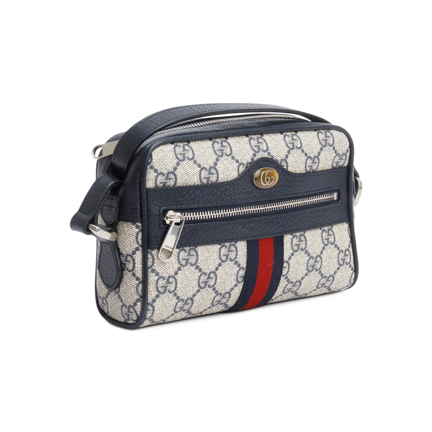 Gucci Navy GG Supreme Web Mini Ophidia Crossbody Bag