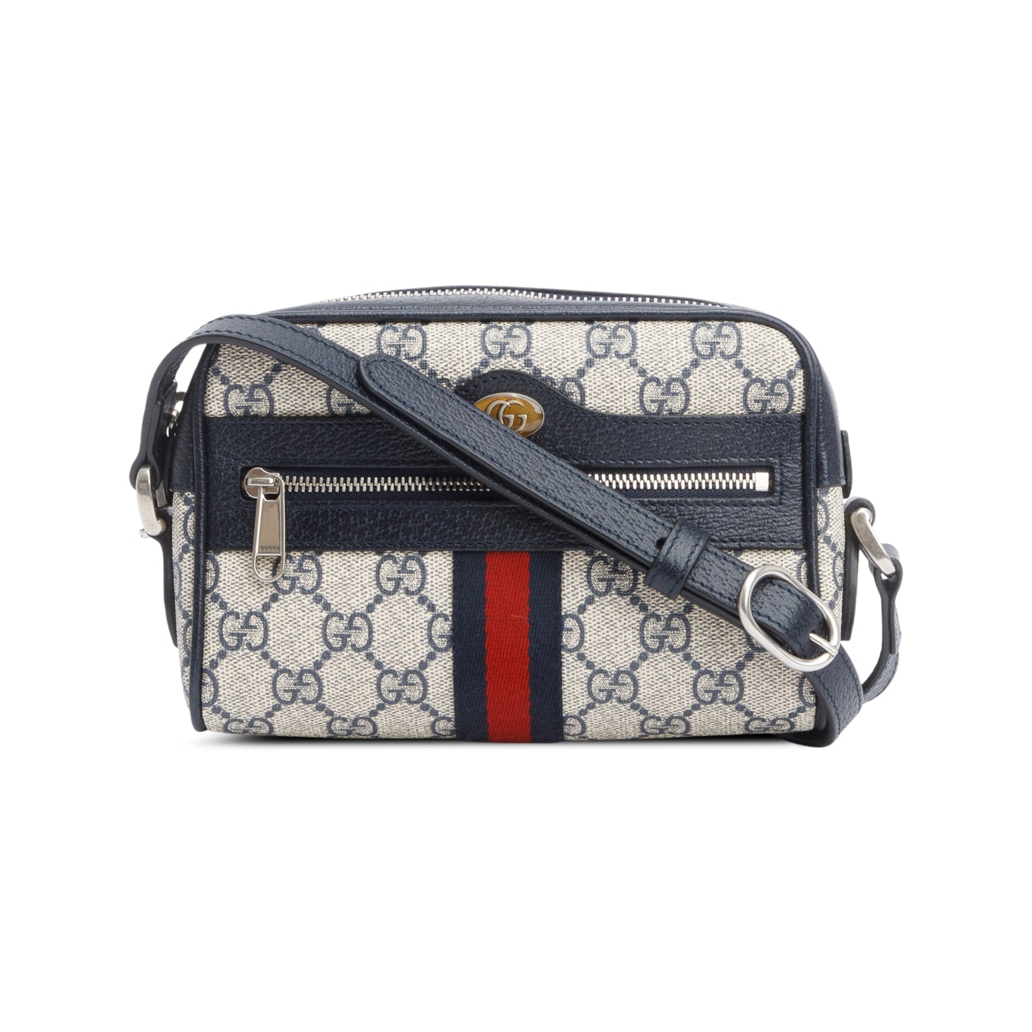 Gucci Navy GG Supreme Web Mini Ophidia Crossbody Bag