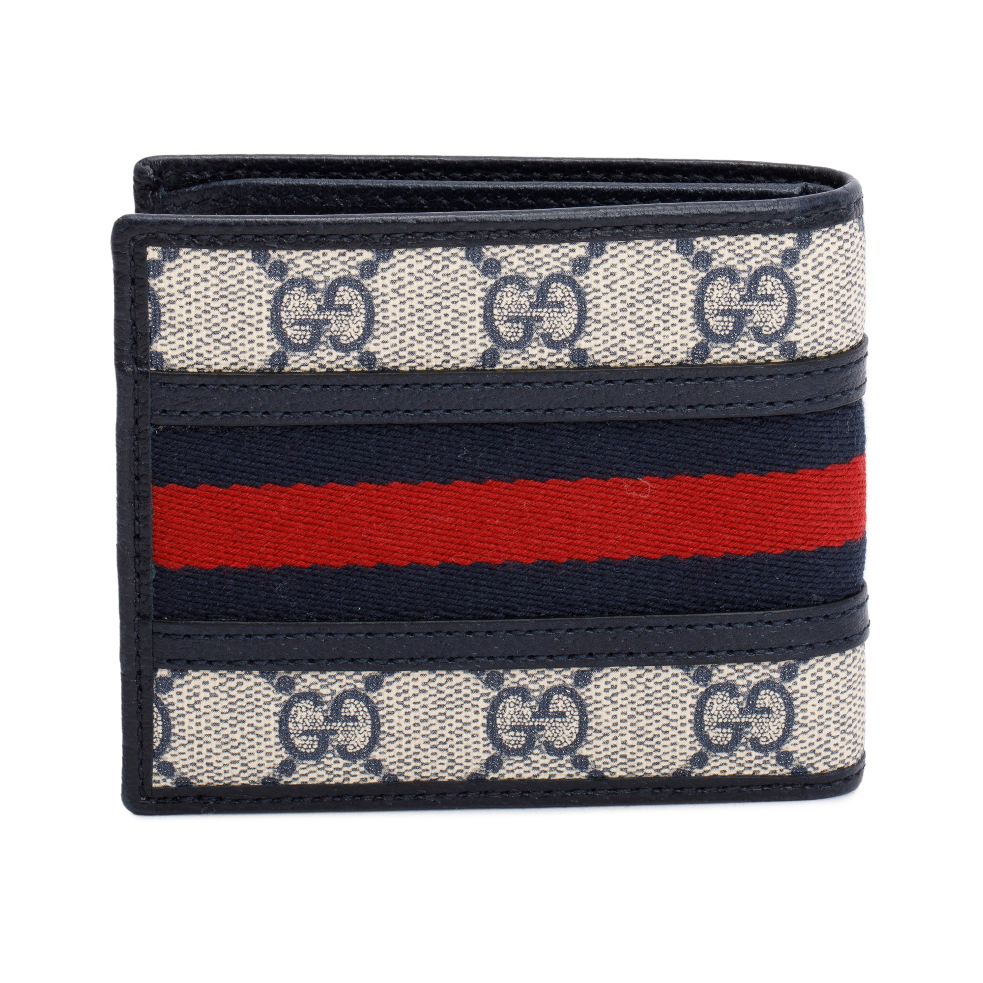 Gucci Navy GG Supreme Web Ophidia Bifold Wallet w/ Box