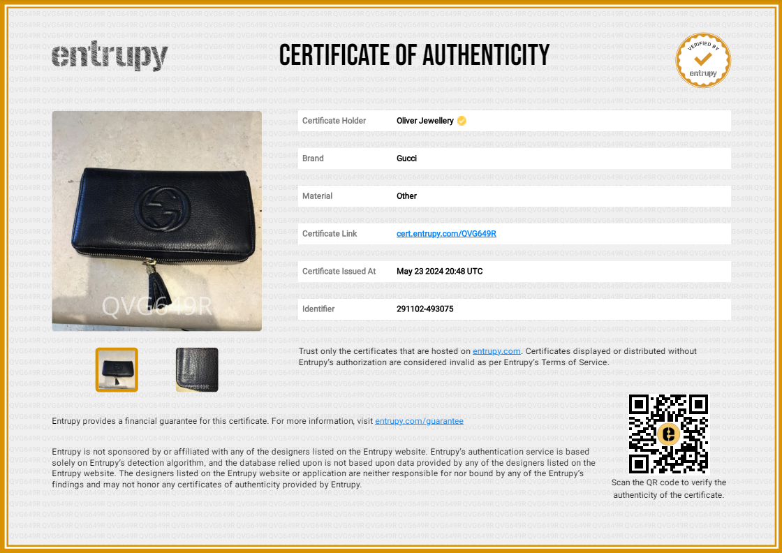 Gucci Navy Leather Soho GG Logo Continental Zip Around Wallet