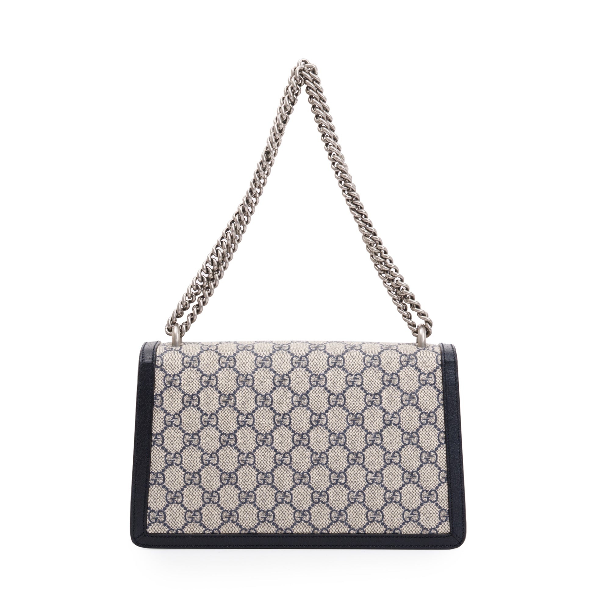 Gucci Navy Leather Trimmed GG Supreme Dionysus Small Shoulder Bag