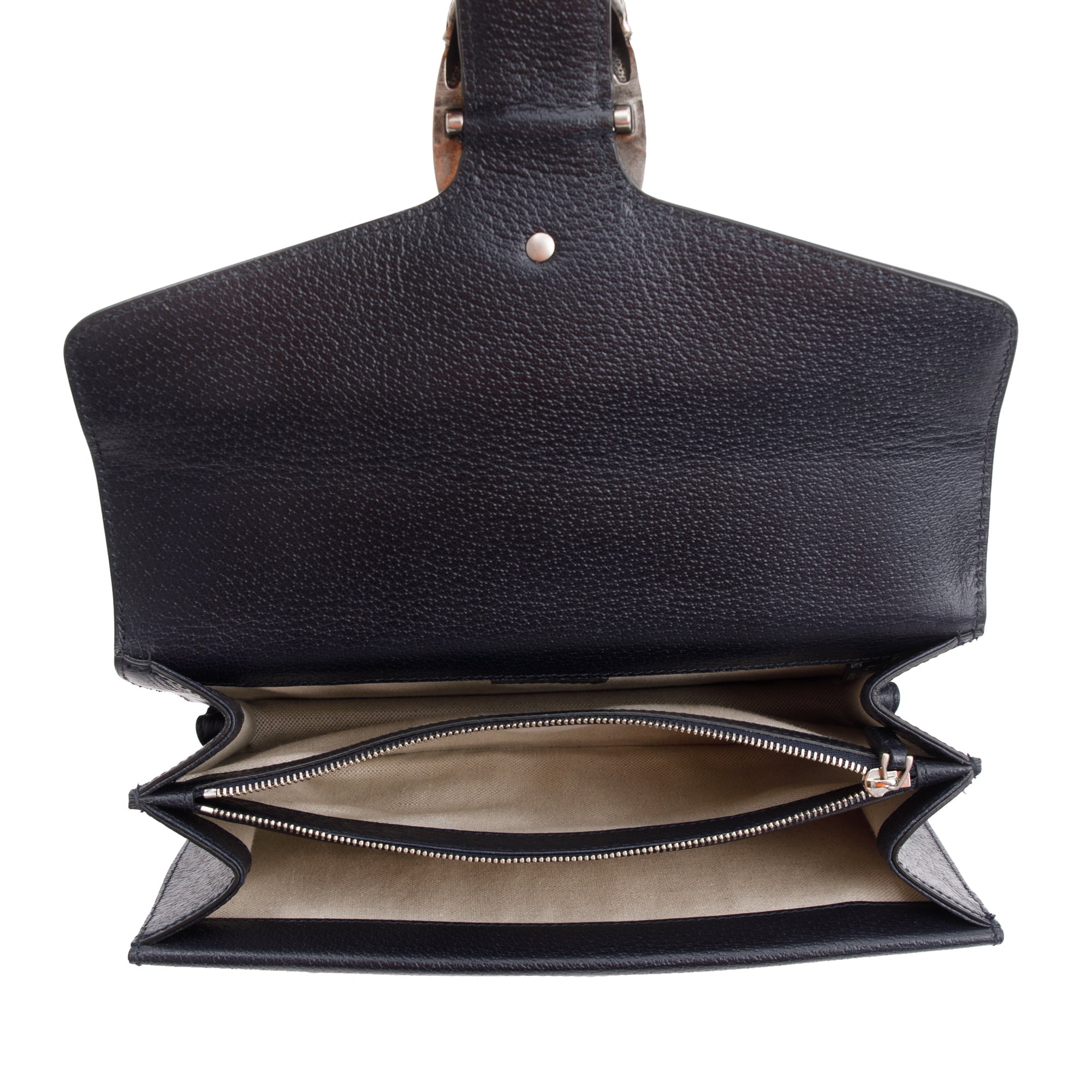 Gucci Navy Leather Trimmed GG Supreme Dionysus Small Shoulder Bag