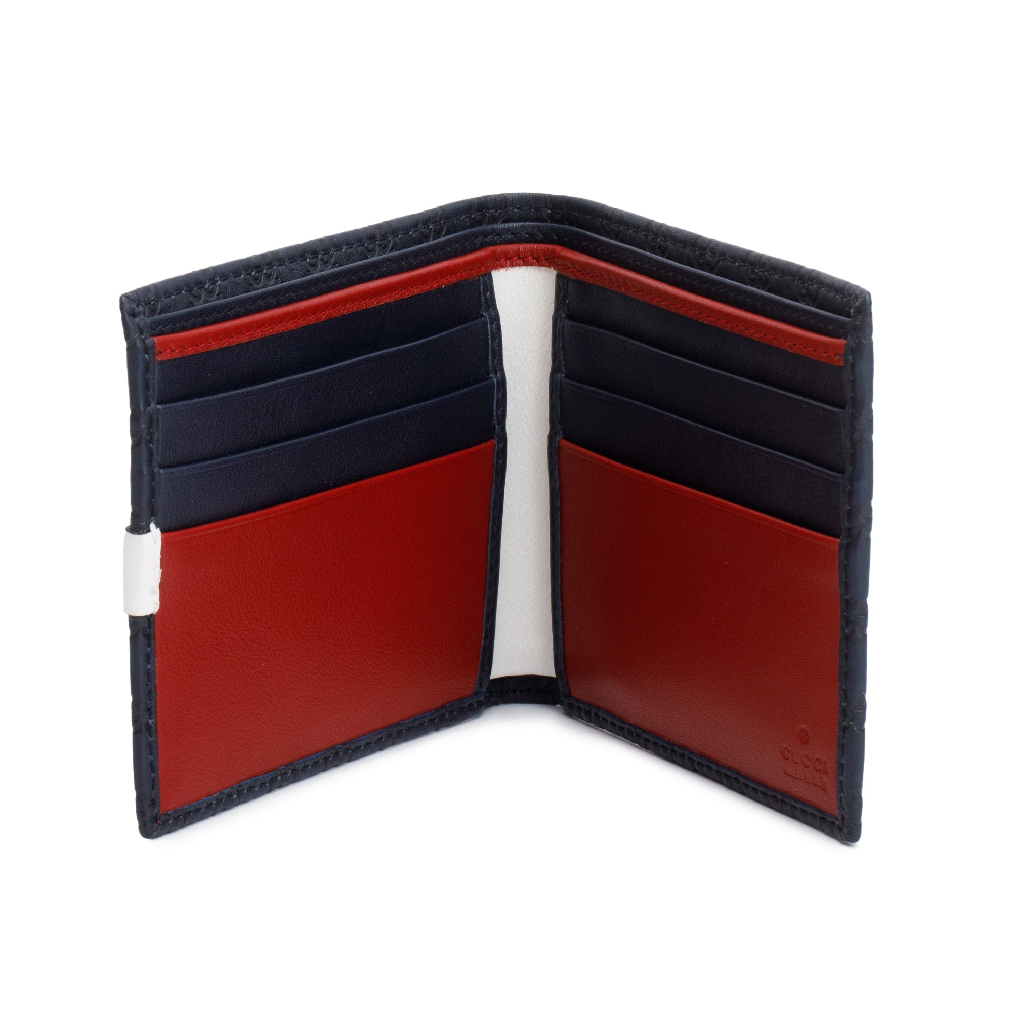 Gucci Navy Microguccissima Leather Bifold Wallet w/ Box