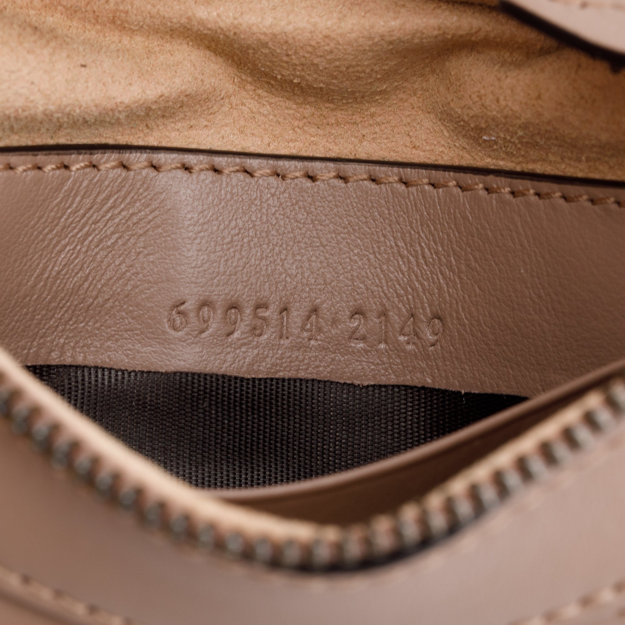 Gucci Neutral GG Marmont Half-Moon Shaped Mini Bag