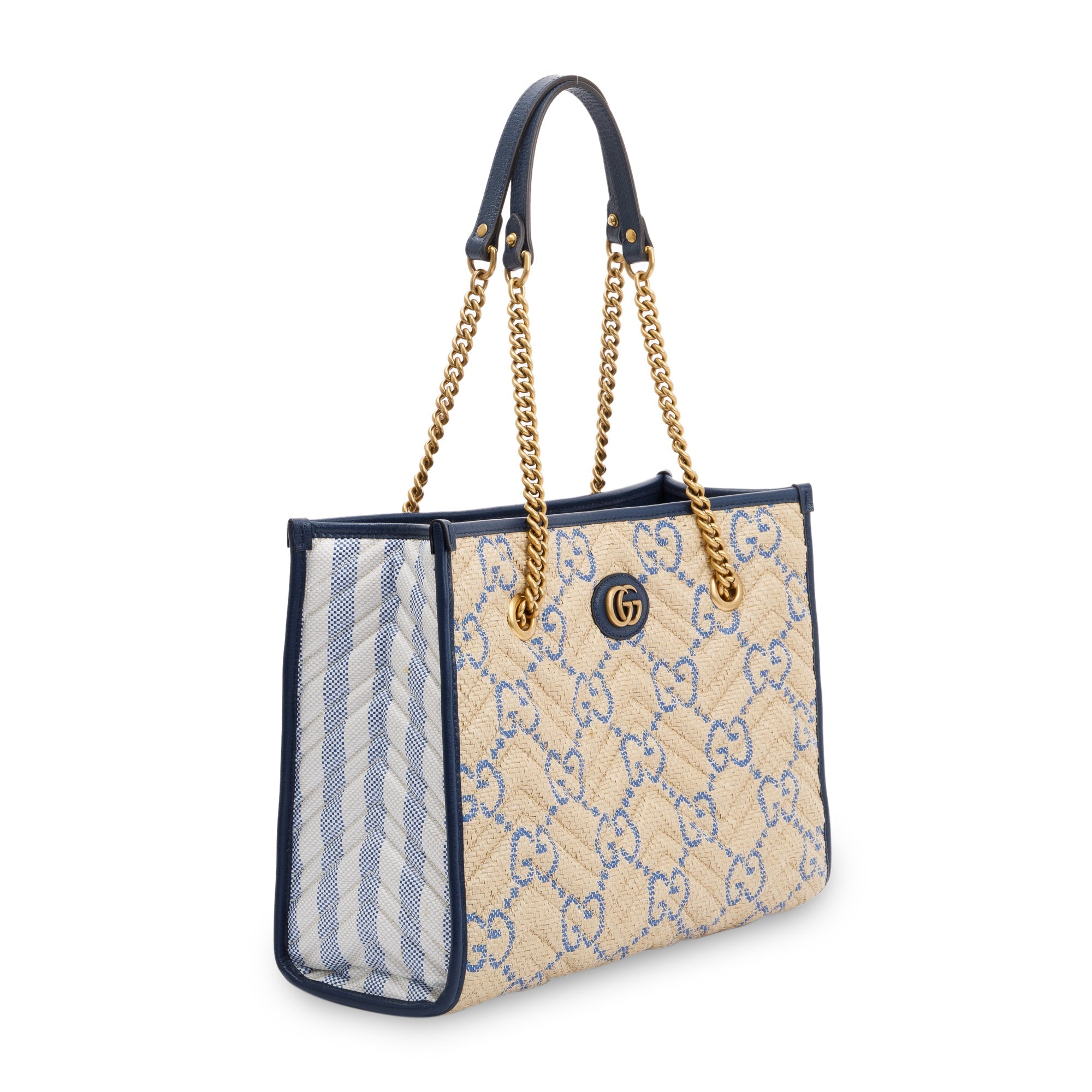 Gucci Neutral Raffia GG Marmont Tote w/ Receipt