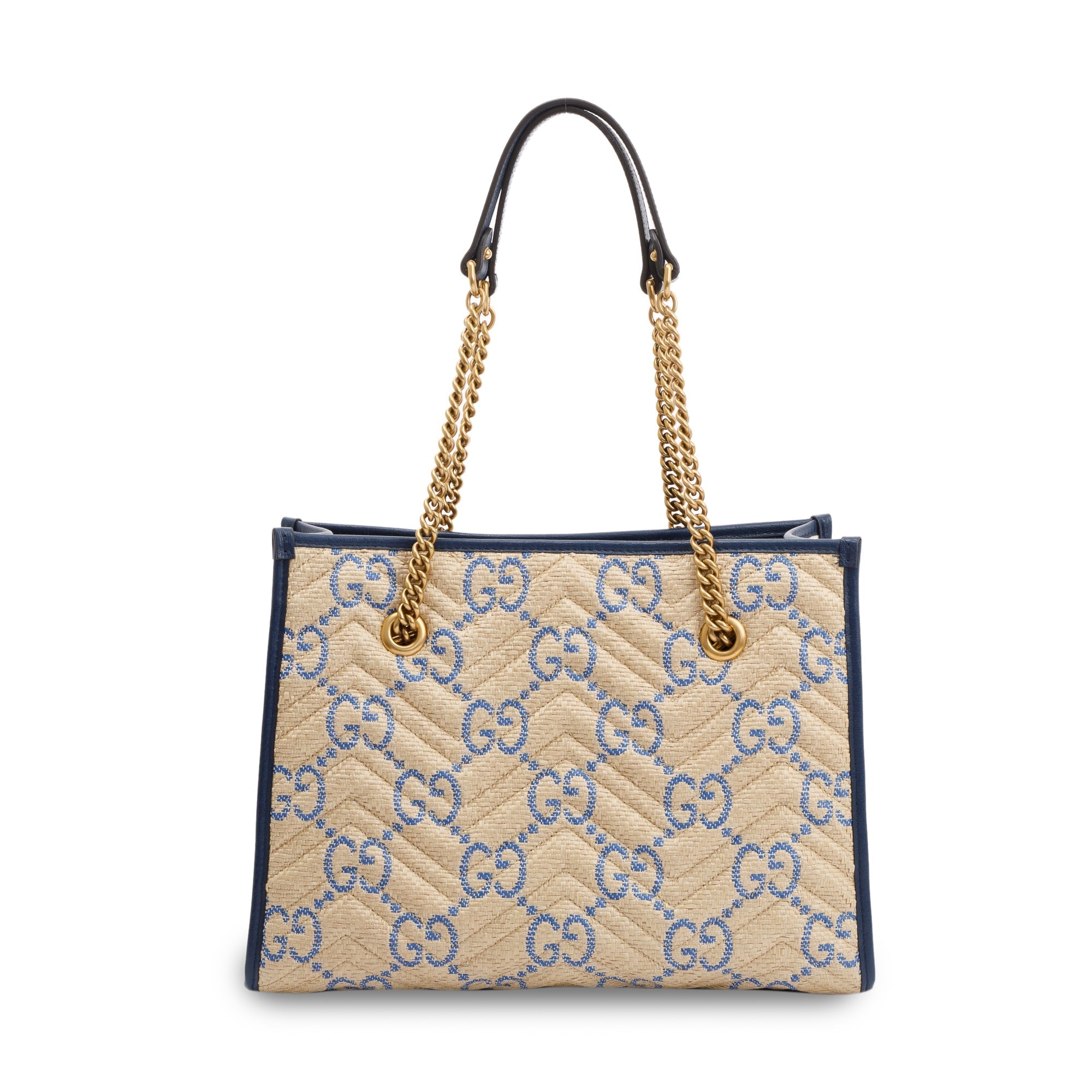 Gucci Neutral Raffia GG Marmont Tote w/ Receipt