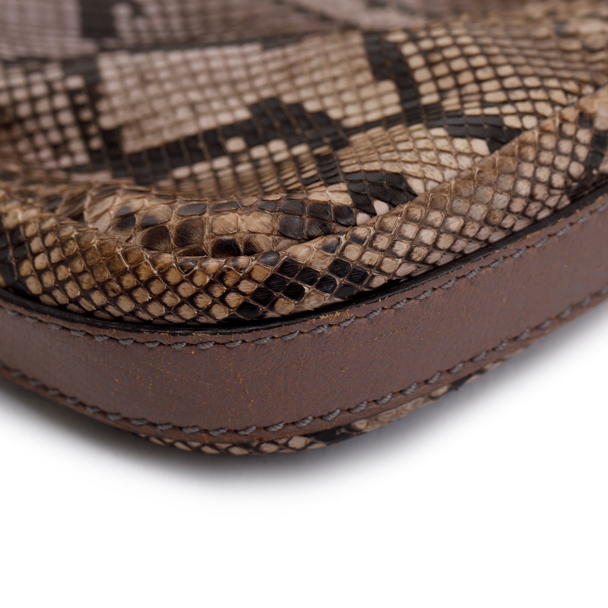 Gucci Neutrals Python Bamboo Croisette Evening Bag