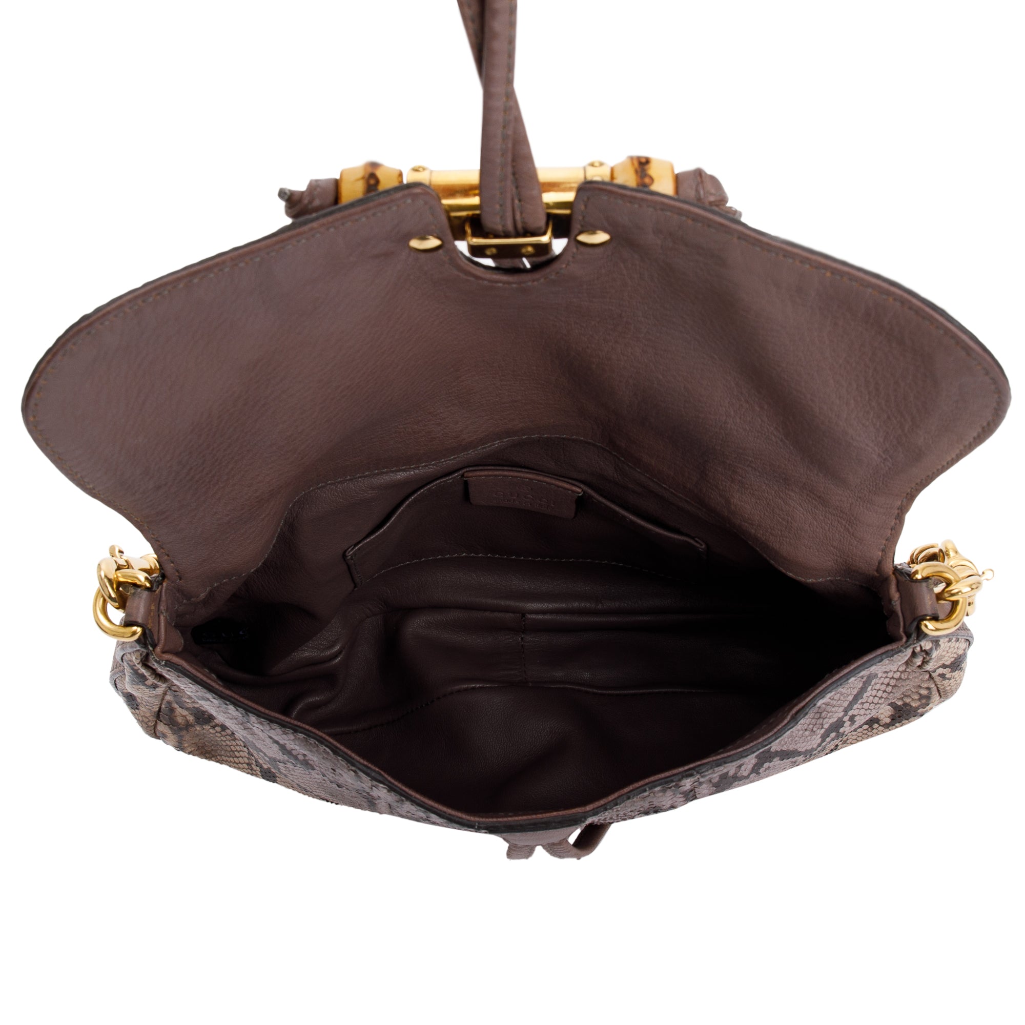 Gucci Neutrals Python Bamboo Croisette Evening Bag