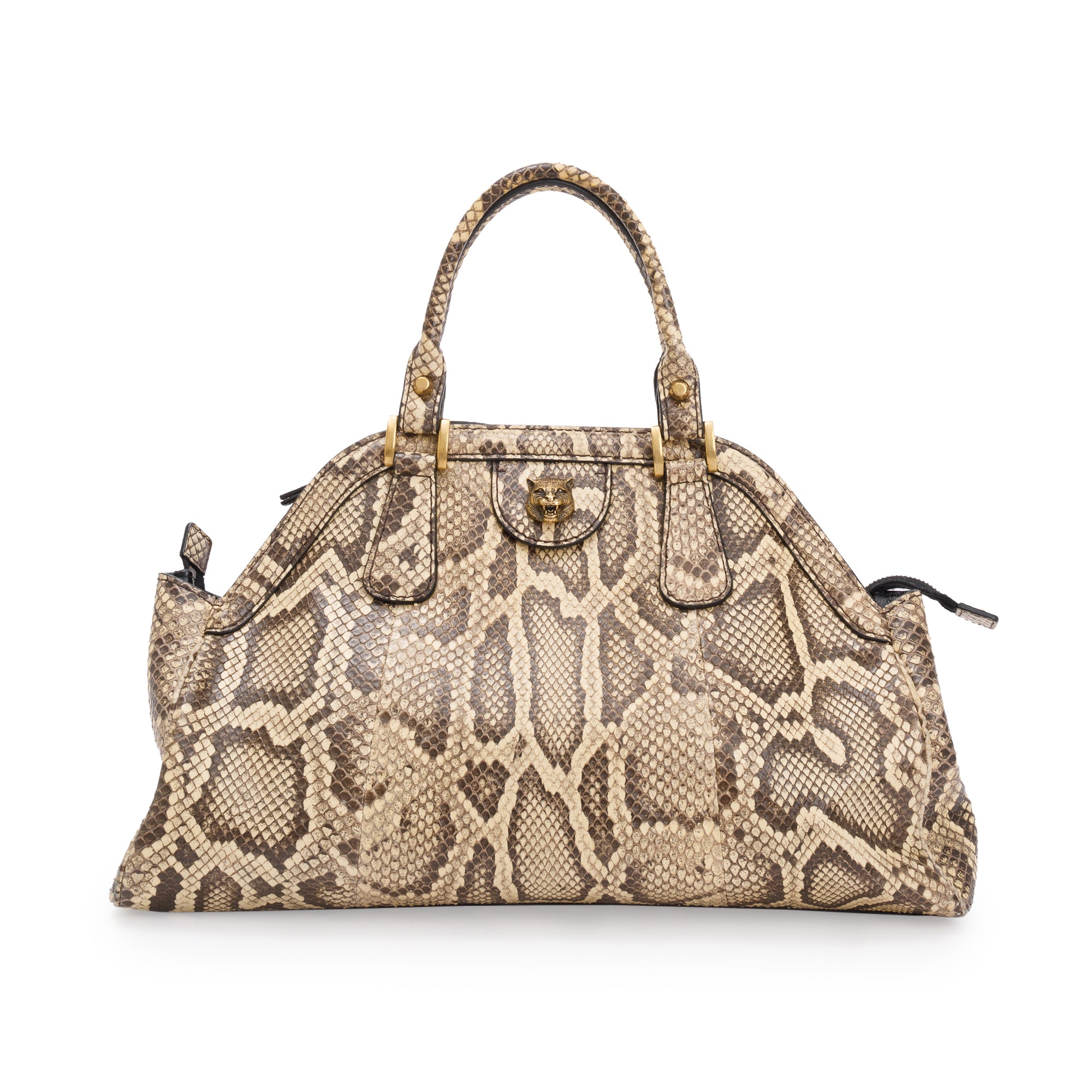 Gucci Neutrals Python Medium RE(Belle) Shoulder Bag w/ Strap