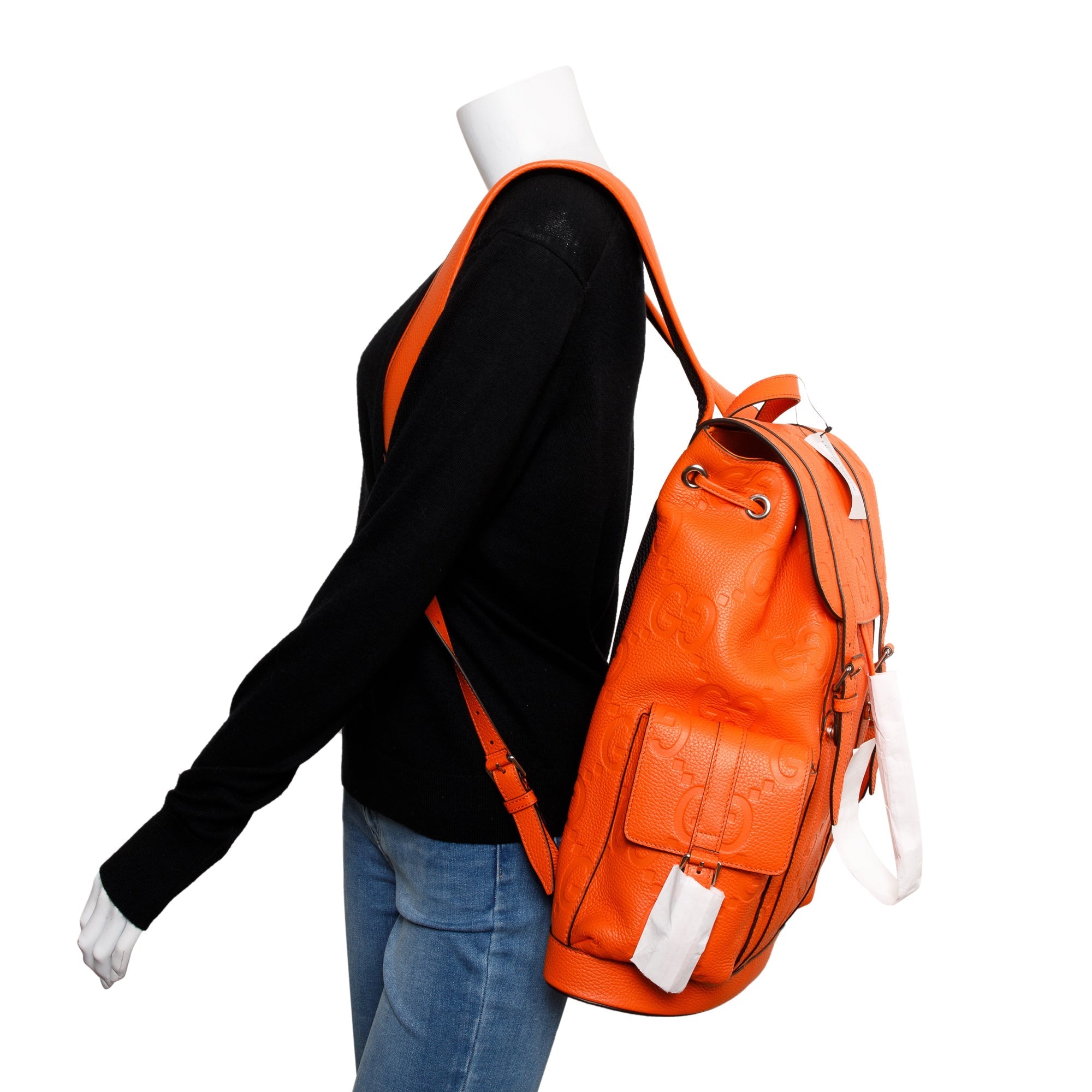 Gucci Orange Jumbo GG Leather Backpack
