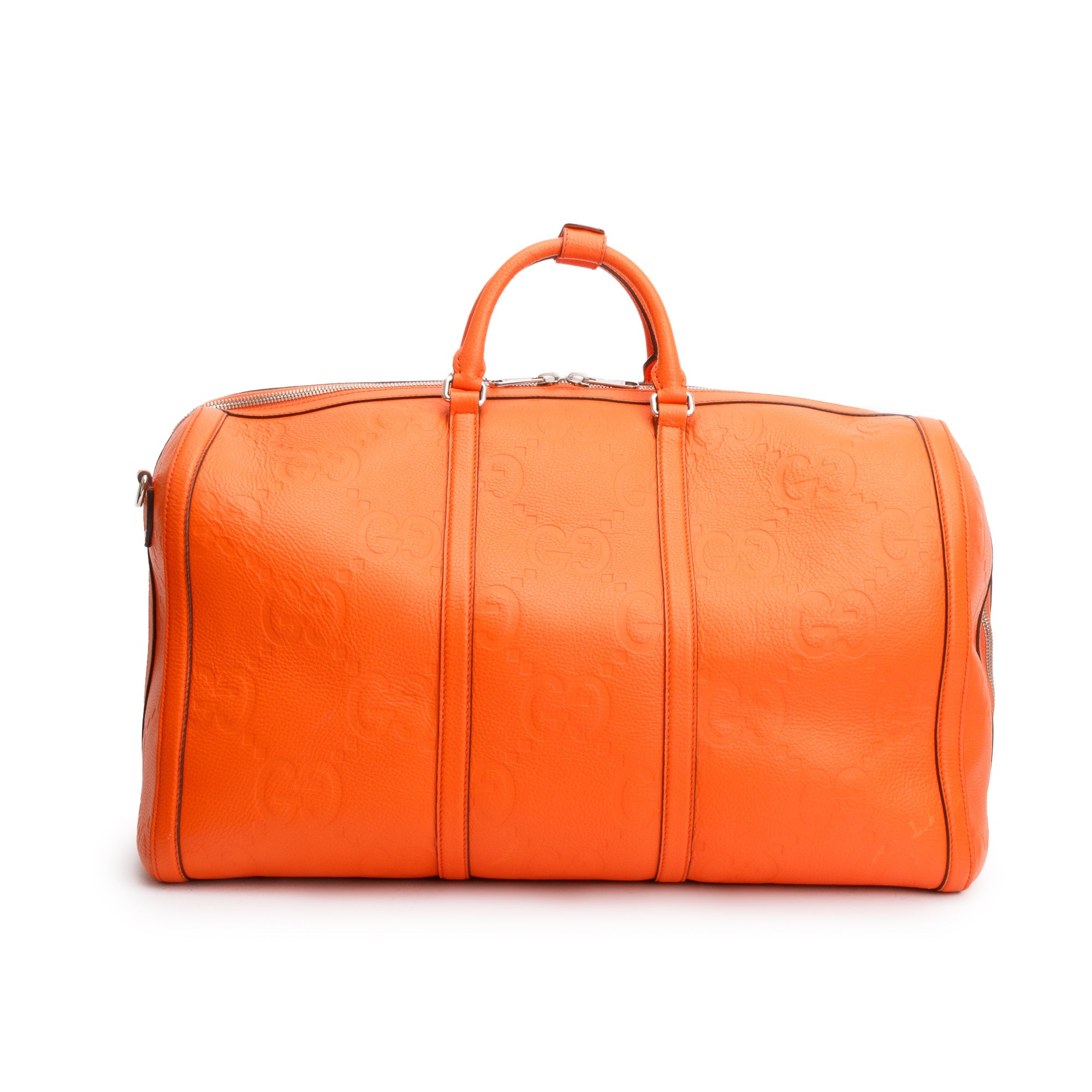 Gucci Orange Jumbo GG Leather Large Duffle Bag w/ Strap