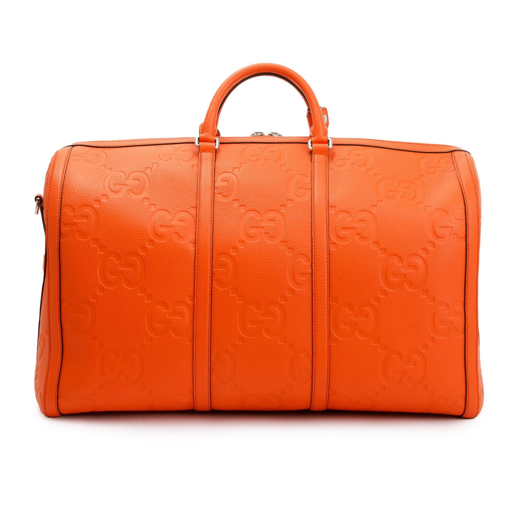 Gucci Orange Jumbo GG Leather Large Duffle Bag w/ Strap