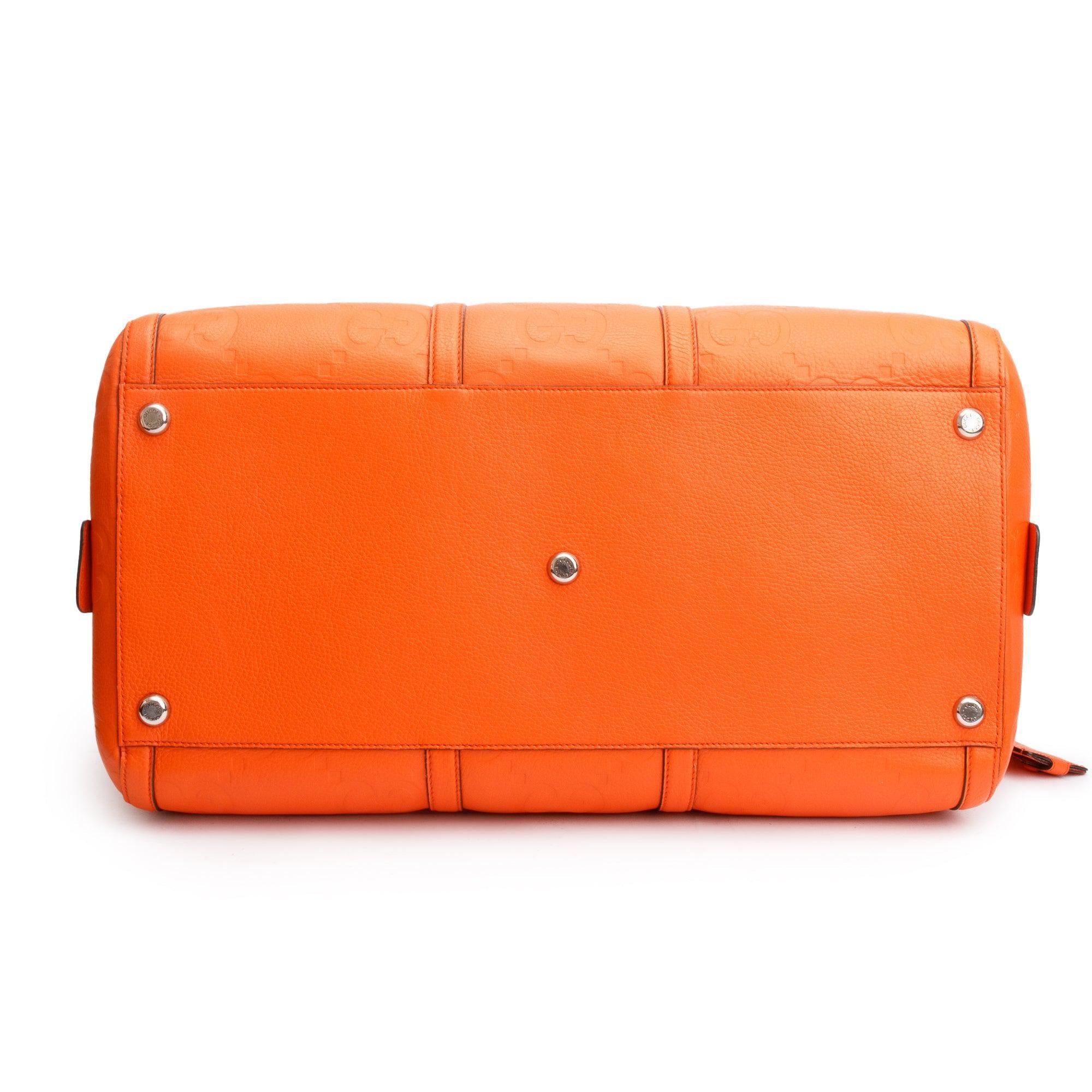 Gucci Orange Jumbo GG Leather Large Duffle Bag w/ Strap