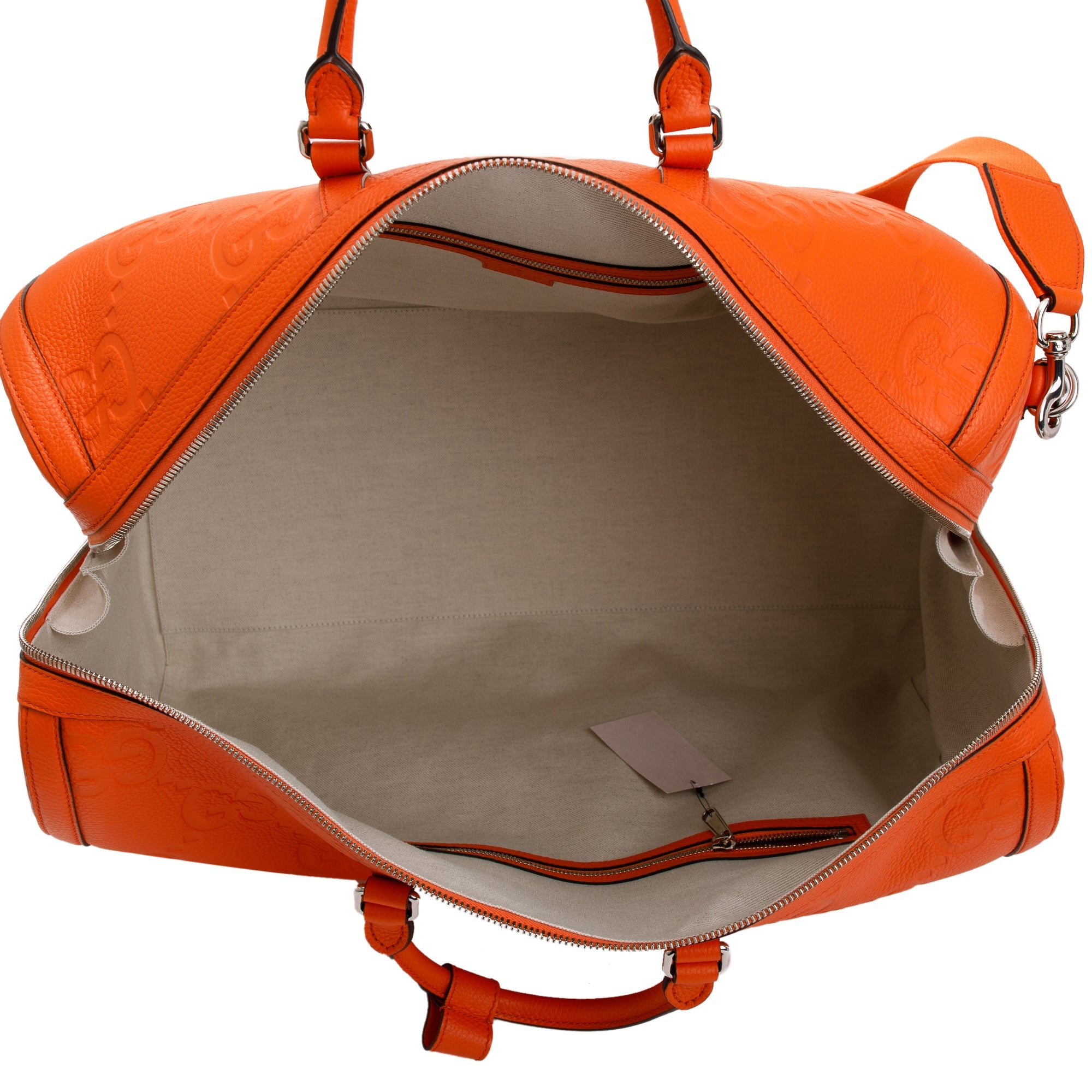 Gucci Orange Jumbo GG Leather Large Duffle Bag w/ Strap