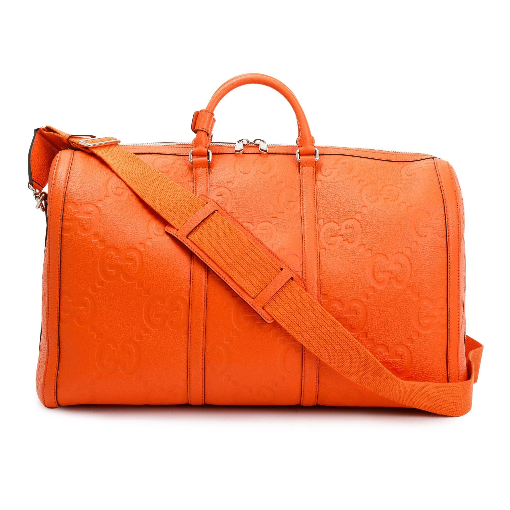 Gucci Orange Jumbo GG Leather Large Duffle Bag w/ Strap