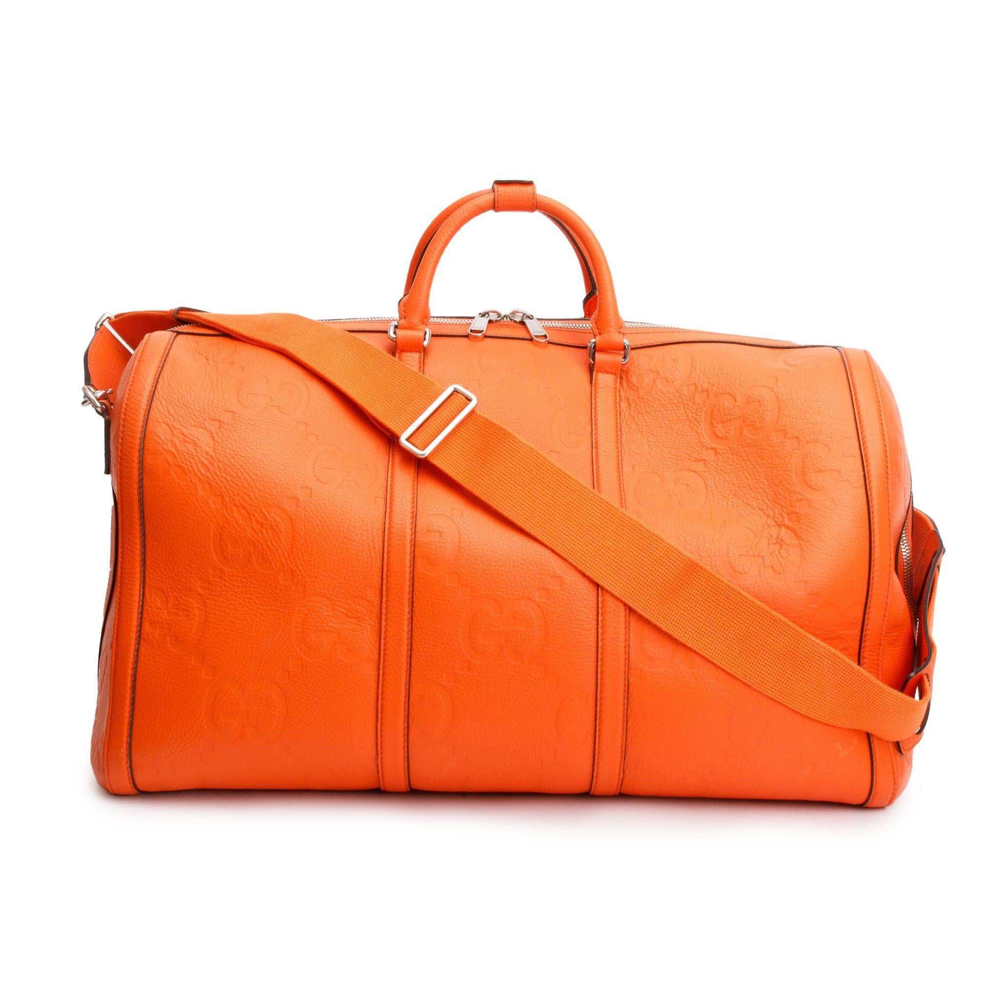 Gucci Orange Jumbo GG Leather Large Duffle Bag w/ Strap