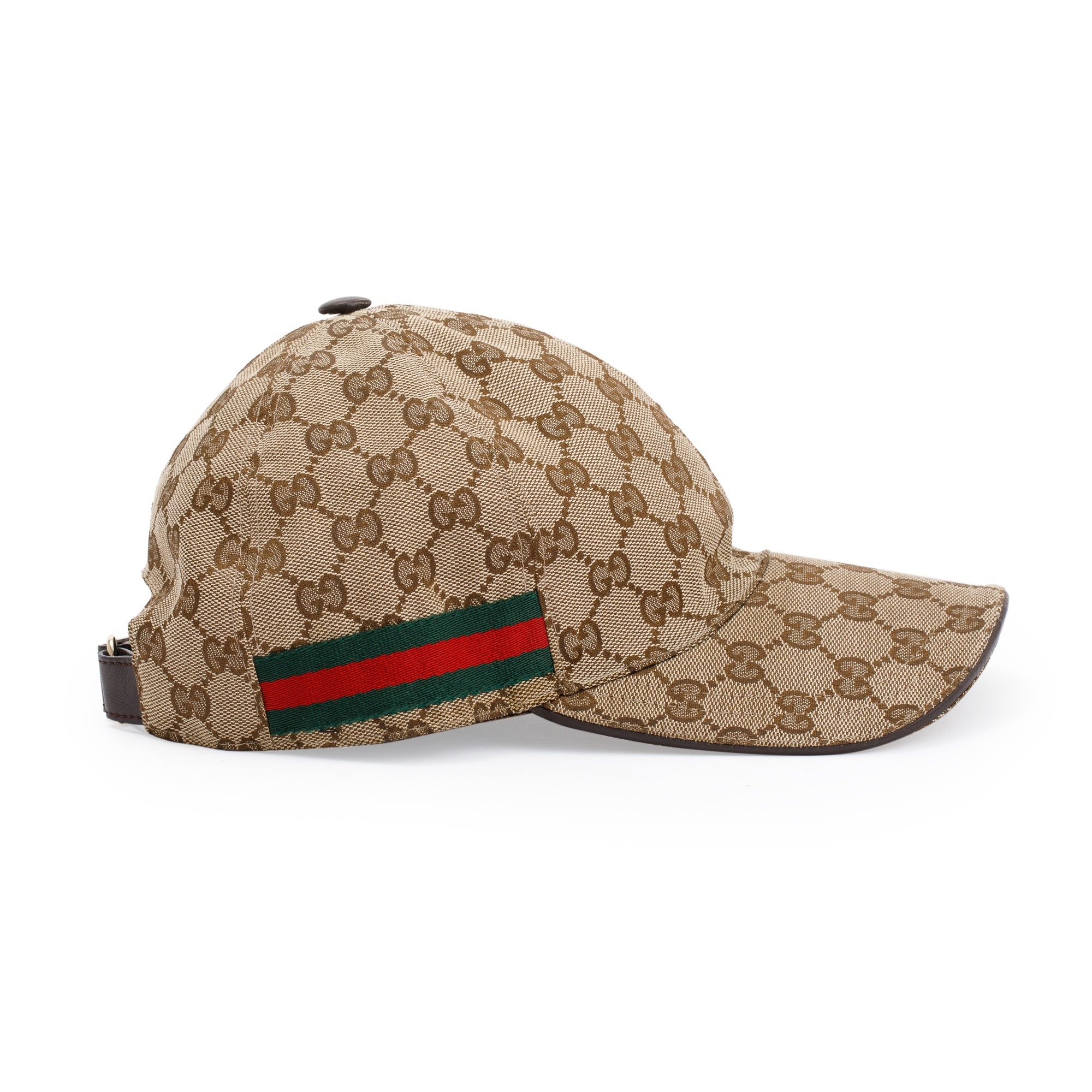 Gucci Original GG Canvas Baseball Hat with Web, Size M 58