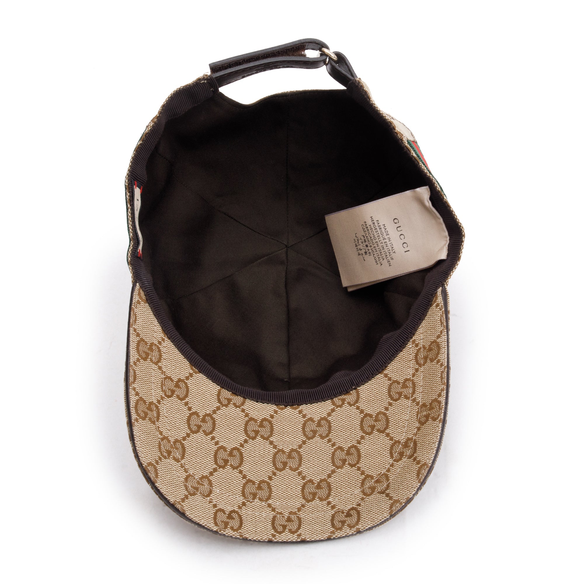 Gucci Original GG Canvas Baseball Hat with Web, Size S 57