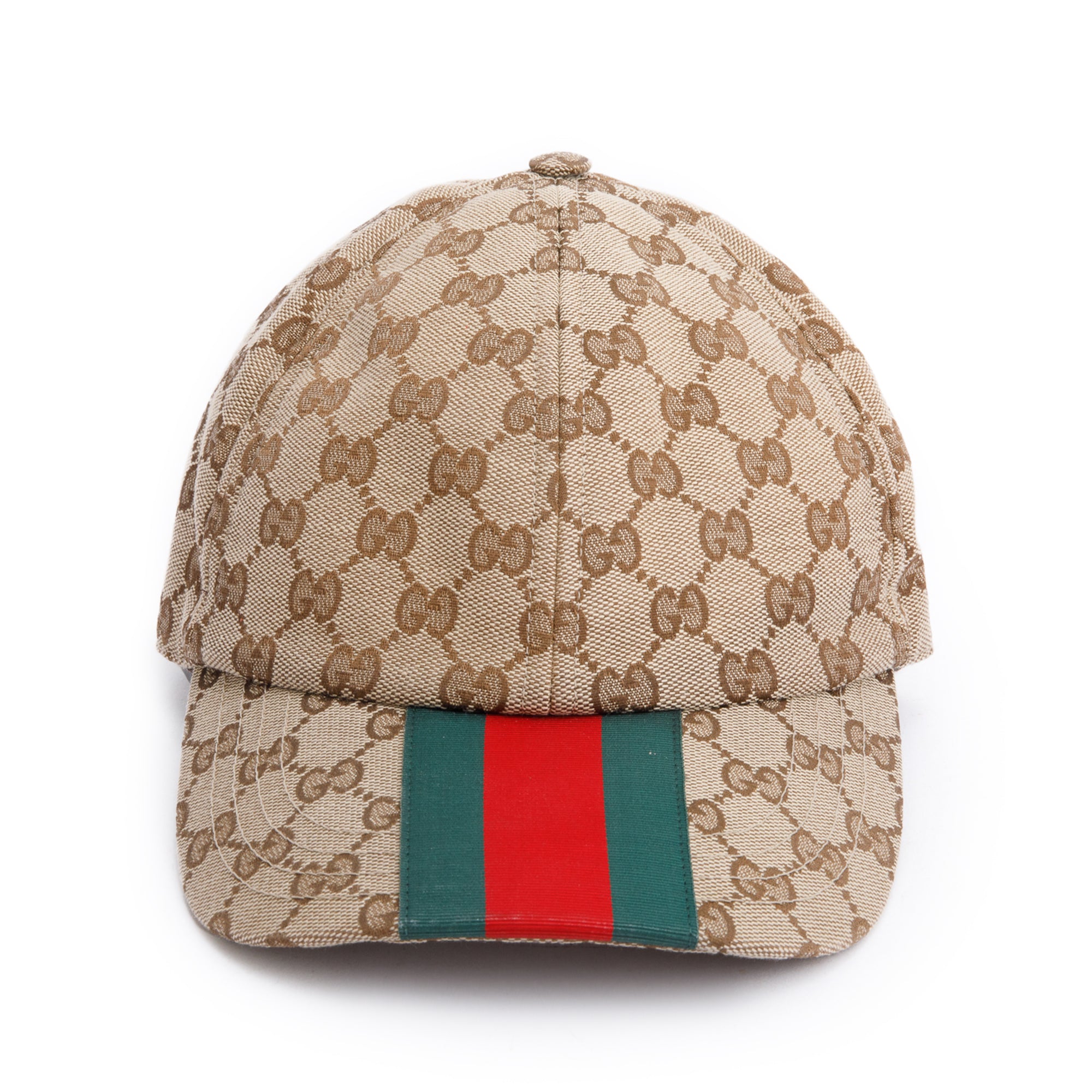 Gucci Original GG Canvas Baseball Hat with Web, Size XL 60