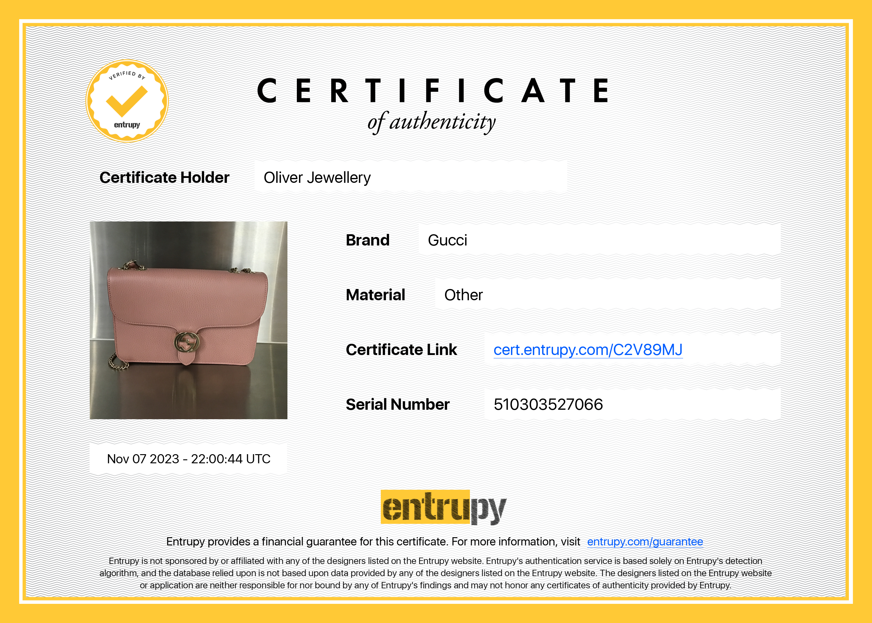 Gucci Pink Calfskin Leather Medium Dollar Interlocking GG Shoulder Bag w/ Box