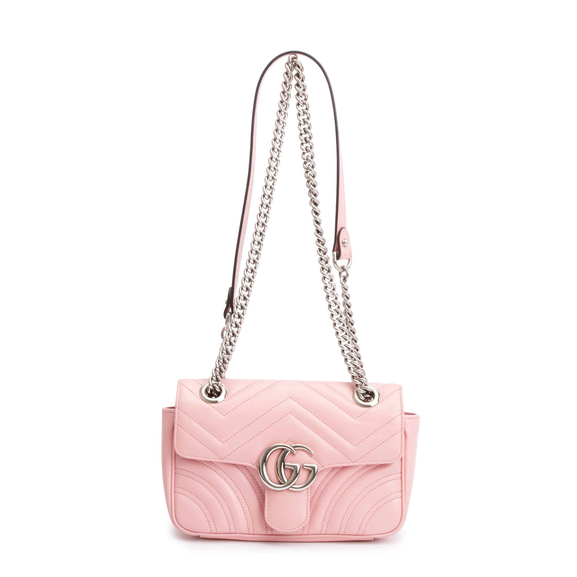 Gucci Pink Calfskin Matelasse GG Marmont Mini Shoulder Bag