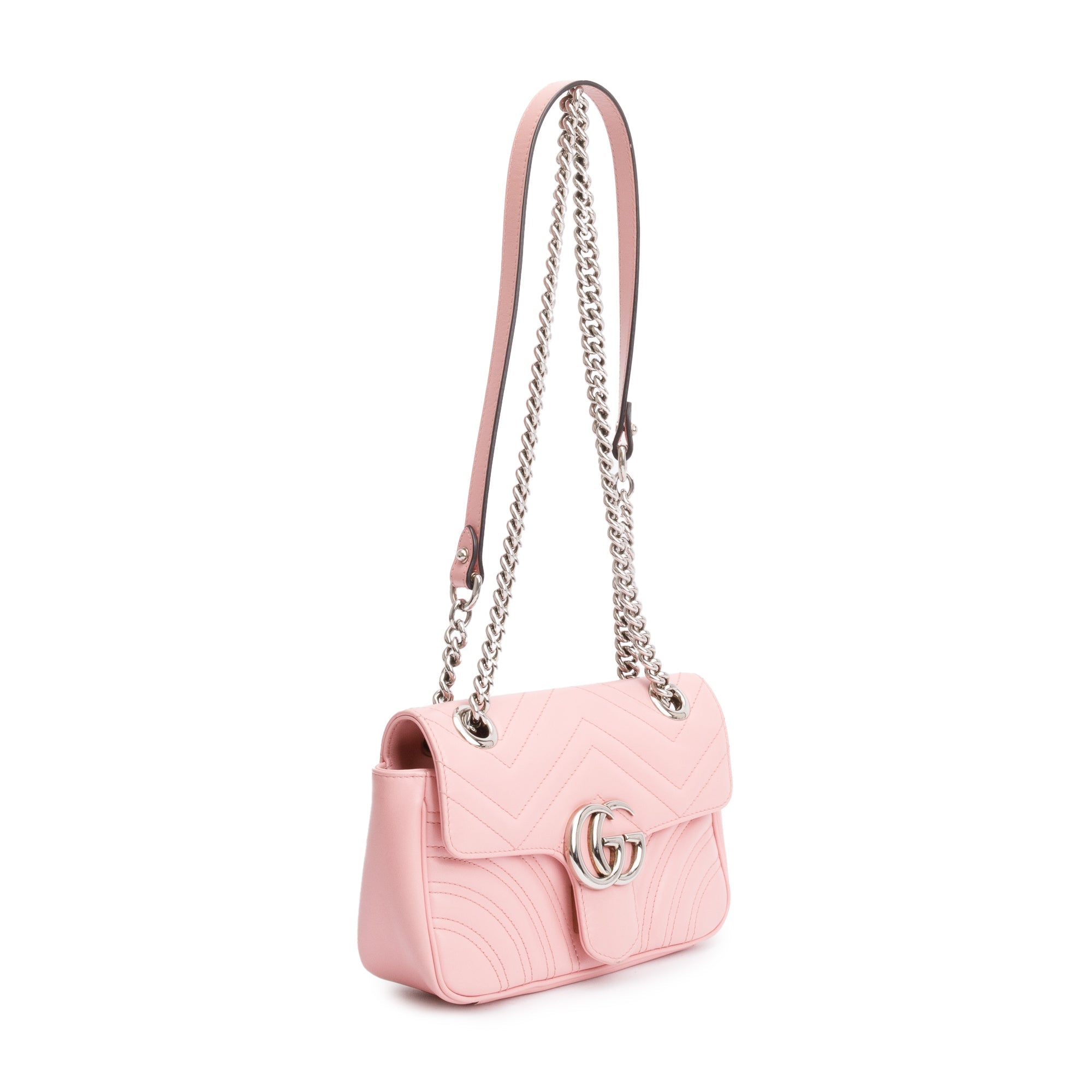 Gucci Pink Calfskin Matelasse GG Marmont Mini Shoulder Bag