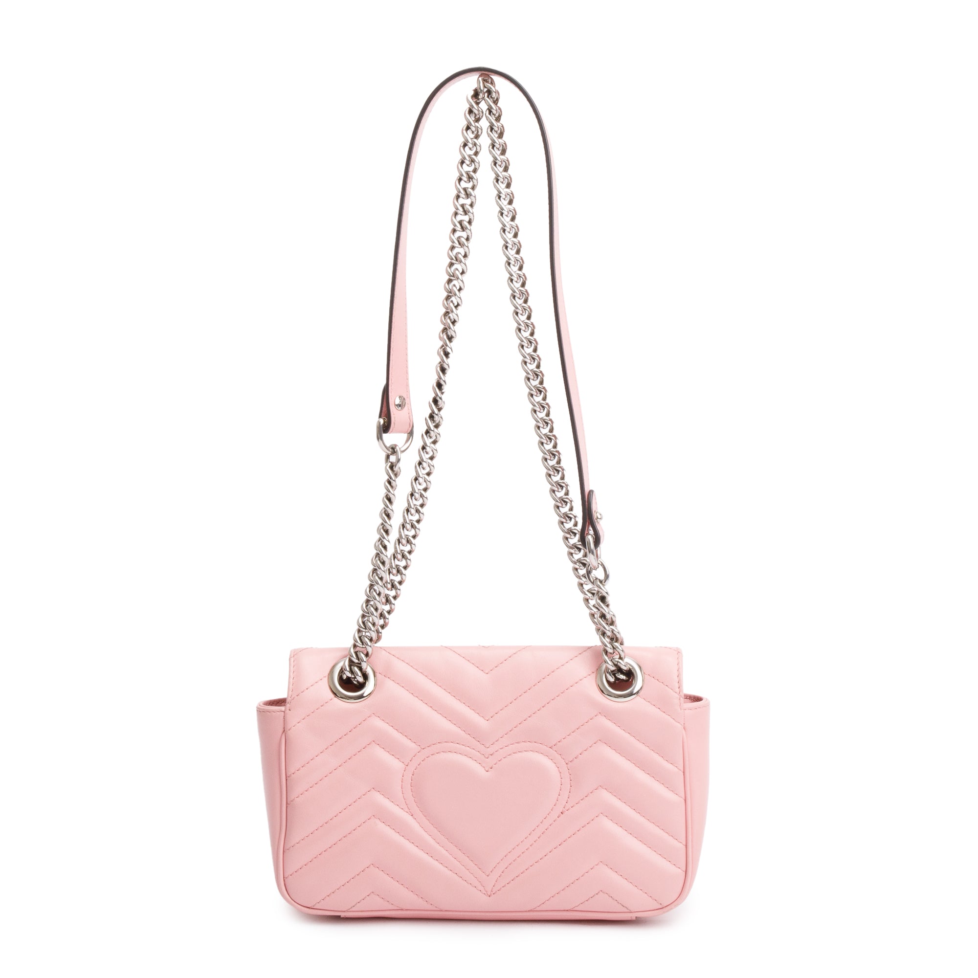 Gucci Pink Calfskin Matelasse GG Marmont Mini Shoulder Bag