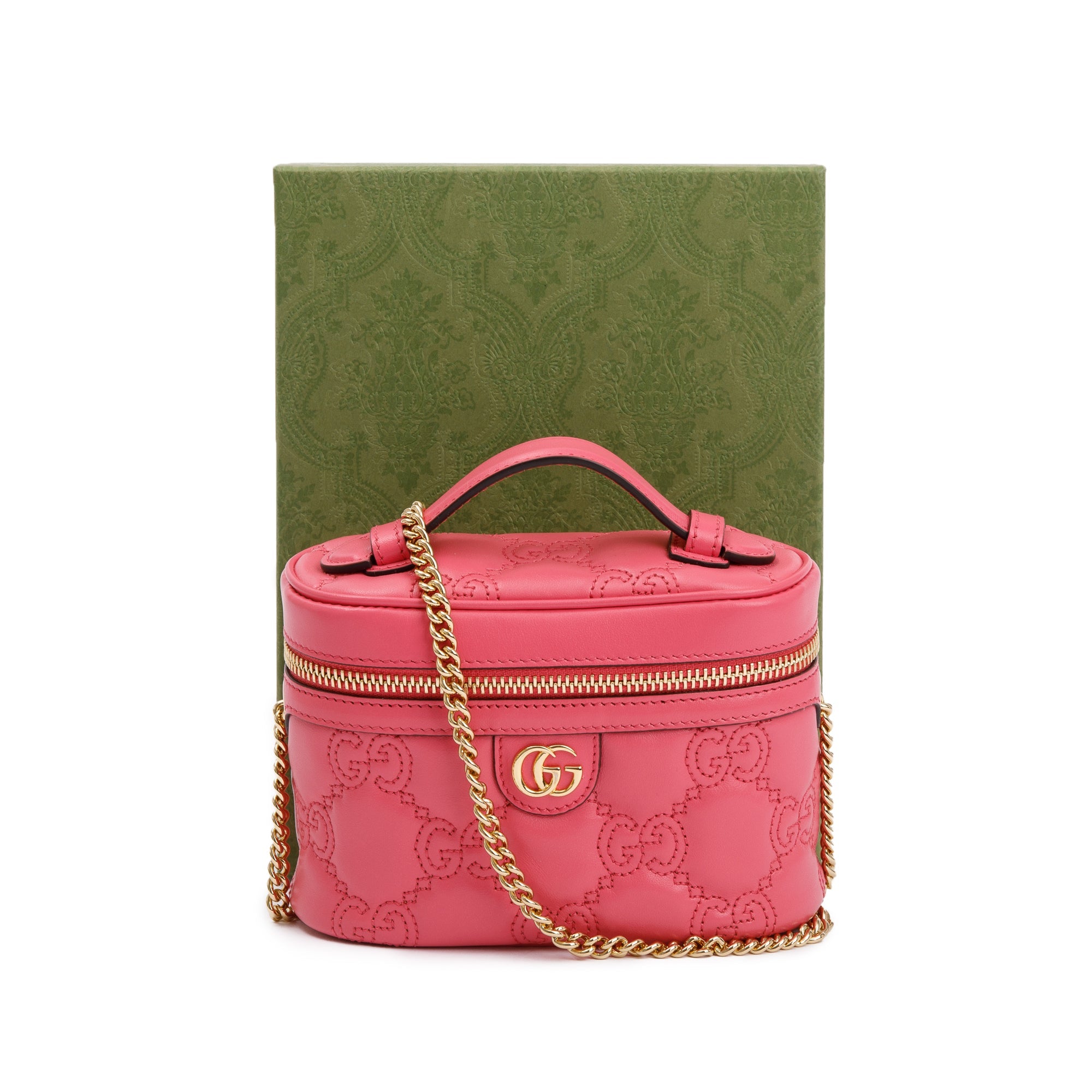 Gucci Pink GG Marmont Matelasse Leather Mini Top Handle Bag
