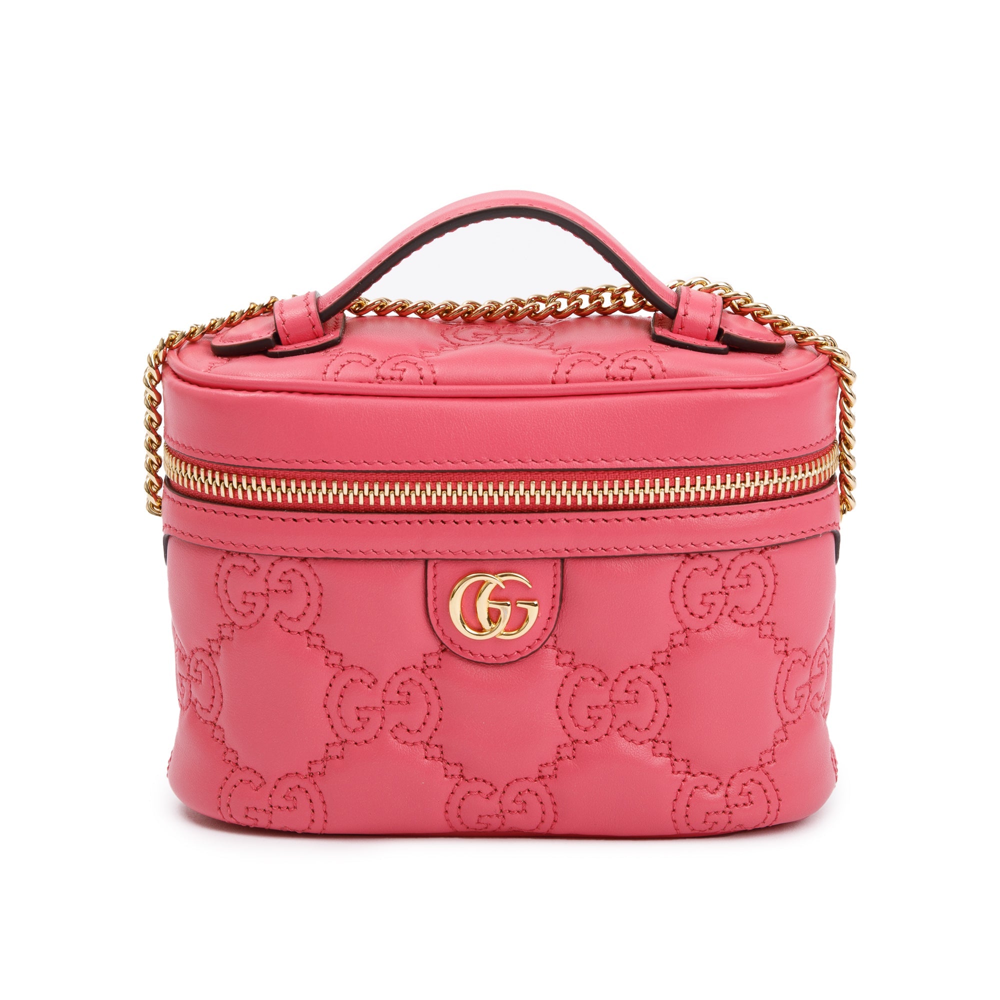 Gucci Pink GG Marmont Matelasse Leather Mini Top Handle Bag