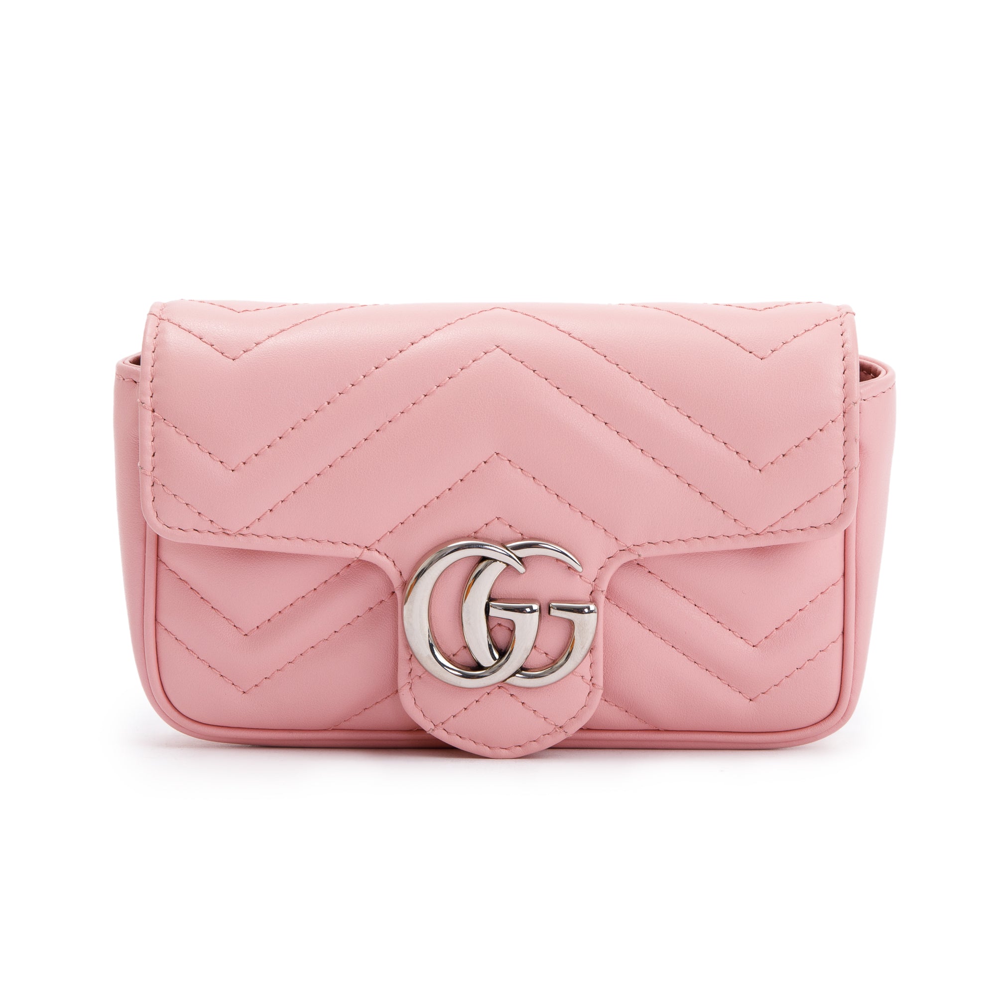 Gucci Pink GG Marmont Matelasse Leather Super Mini Bag w/ Box