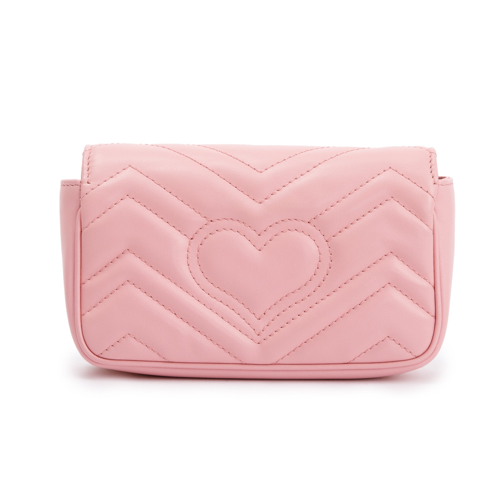 Gucci Pink GG Marmont Matelasse Leather Super Mini Bag w/ Box