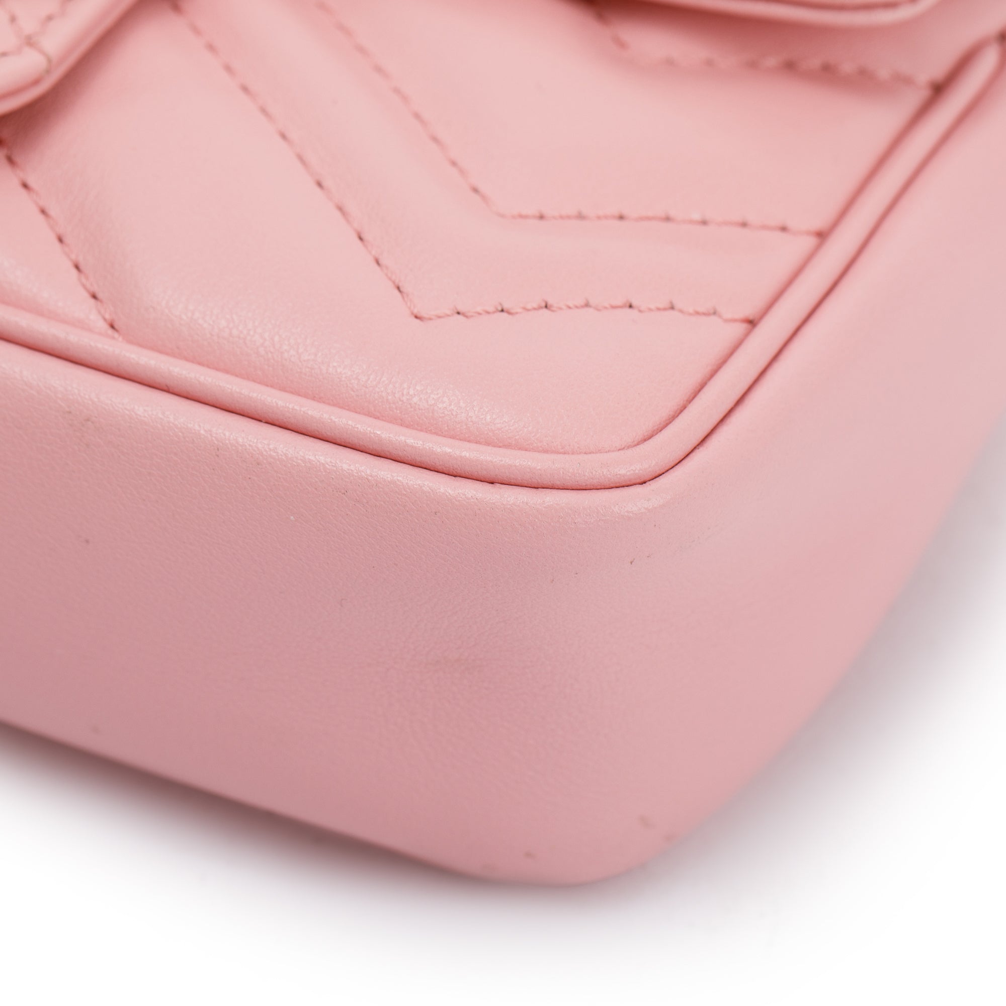 Gucci Pink GG Marmont Matelasse Leather Super Mini Bag w/ Box